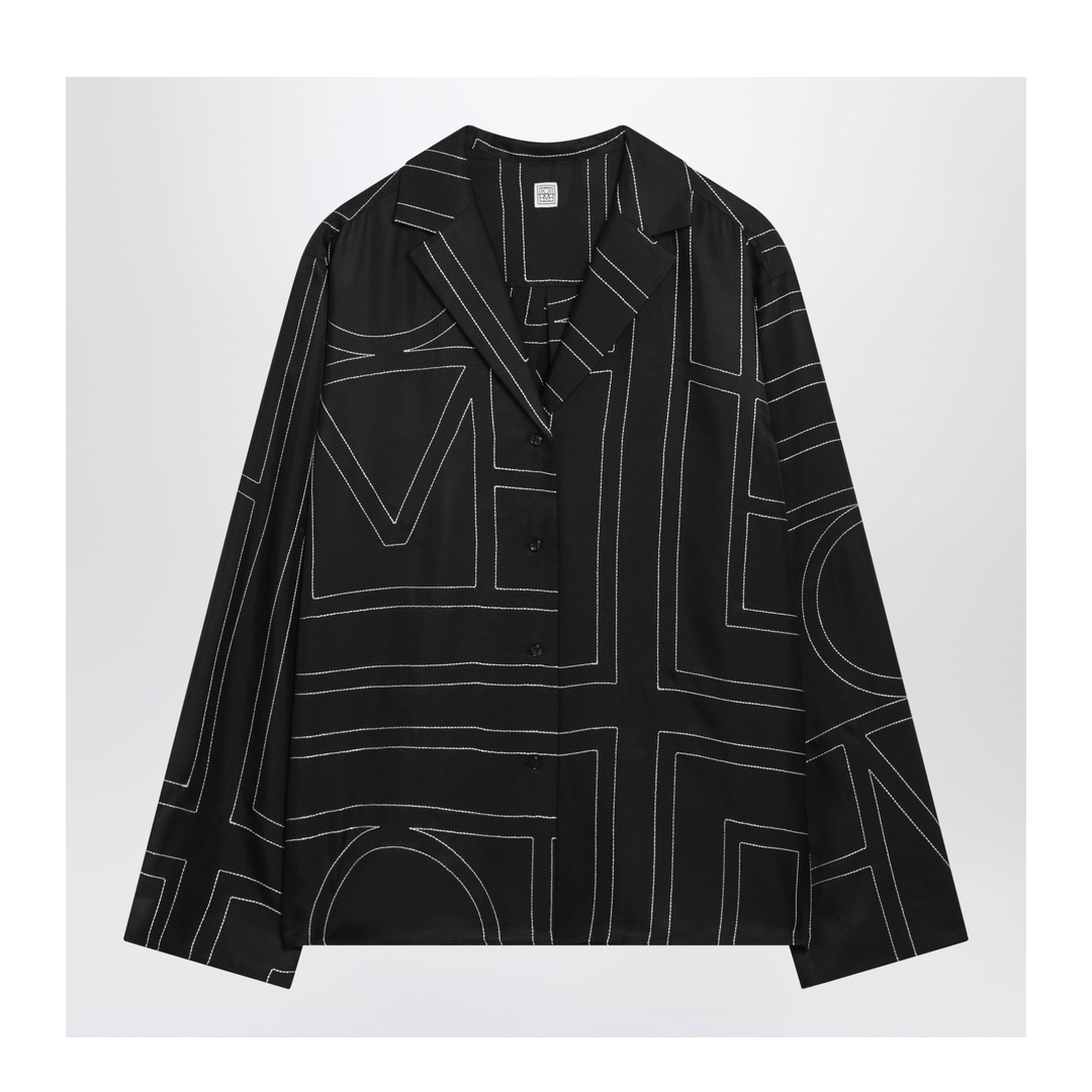 Black Monogram Silk Pajama Shirt - Image 1
