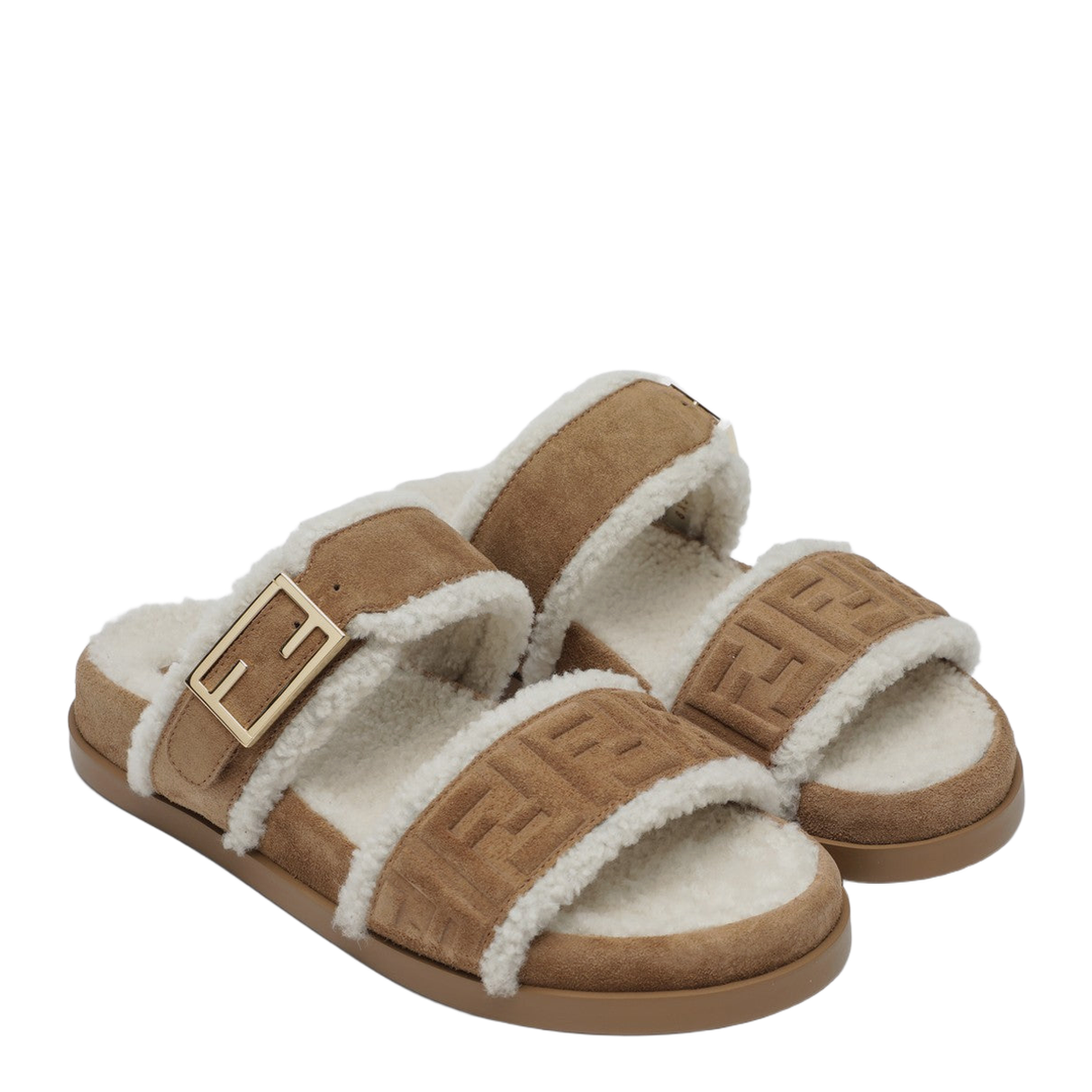 Slide Feel in Bronze Suede and Shearling - Image 2