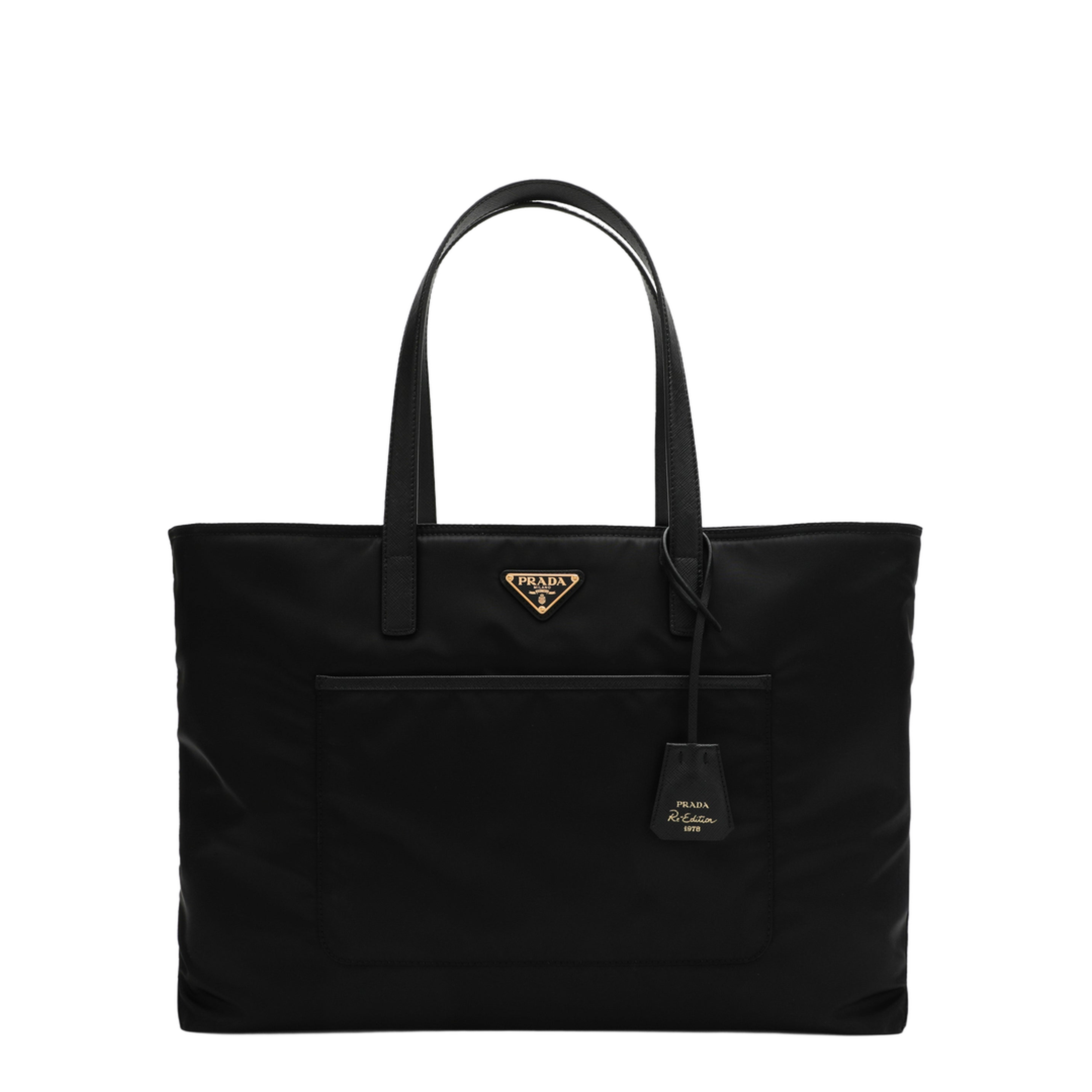 Re-Edition 1978 Large Re-Nylon & Saffiano Leather Tote - Black - Image 1