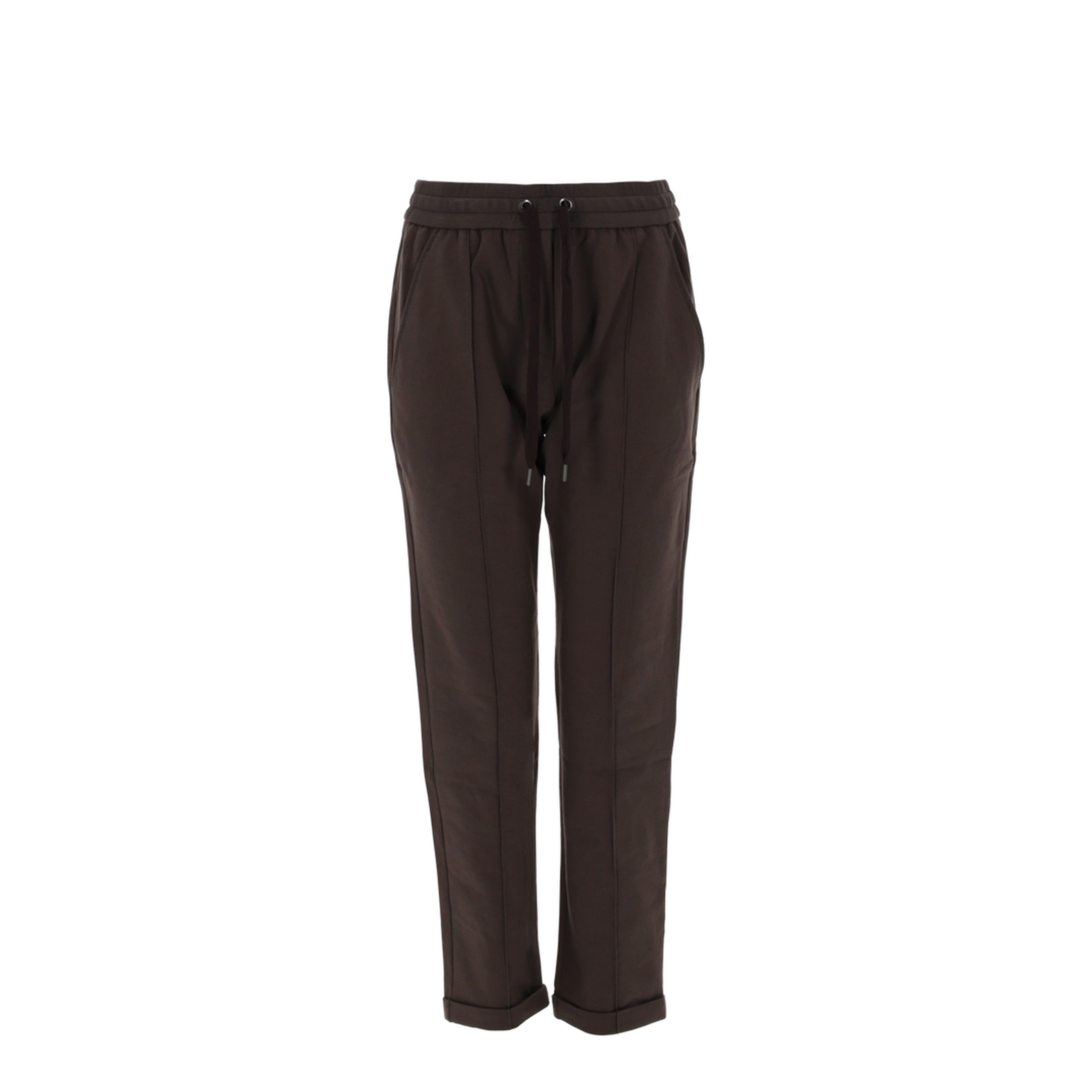 Cotton Drawstring Trousers - Brown - Image 1