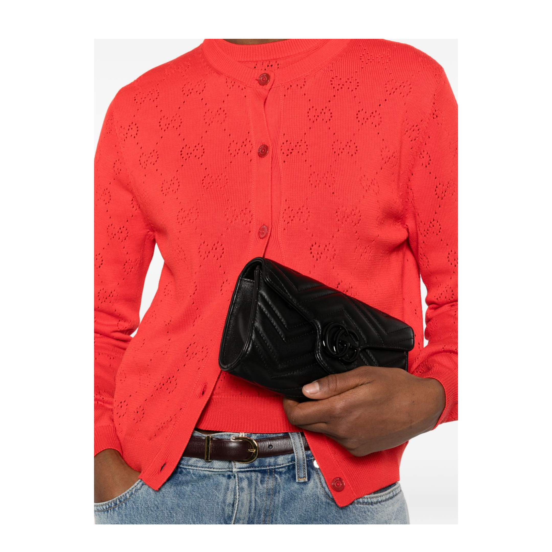 GG Marmont Small Matelassé Nappa Leather Wallet On Chain - Black - Image 5