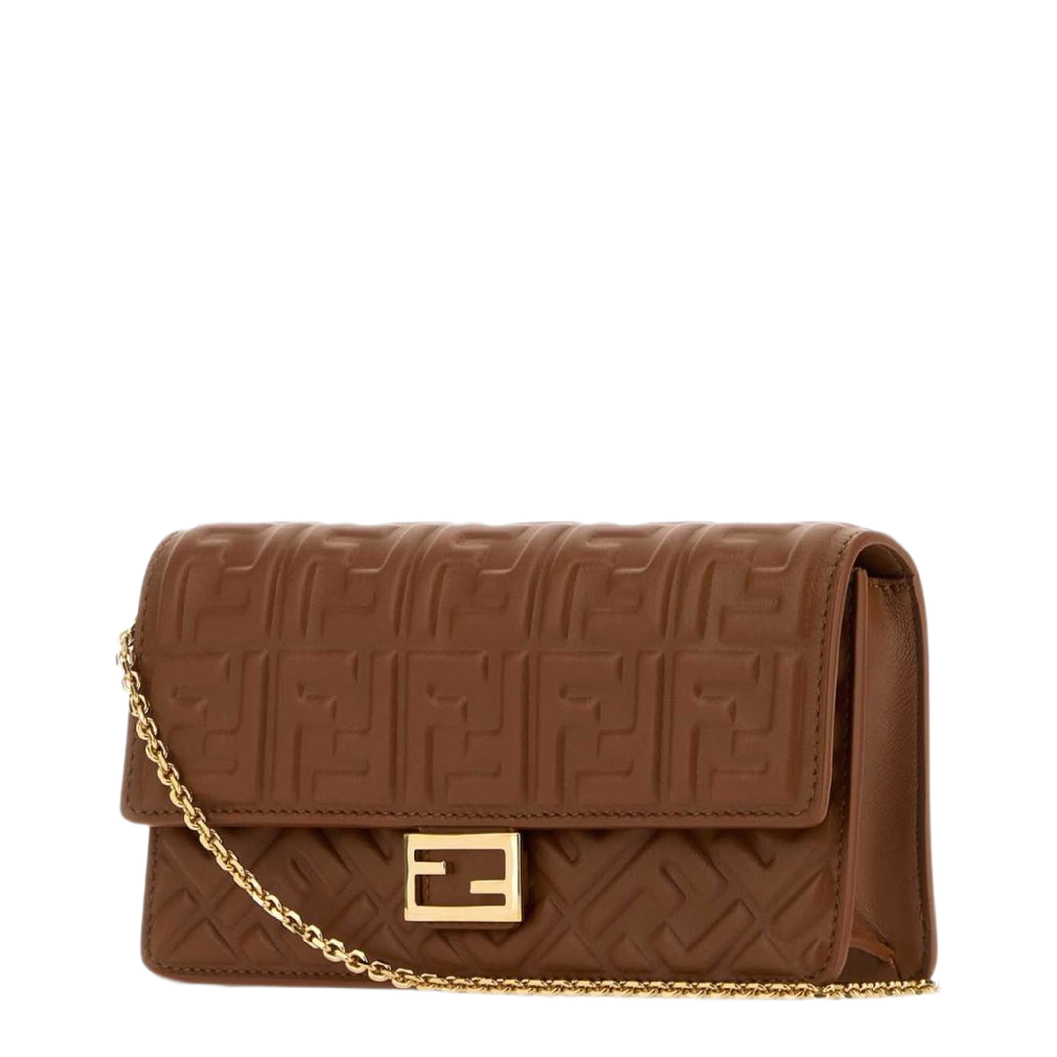 Baguette Nappa Leather Wallet On Chain - Sellier Brown - Image 5