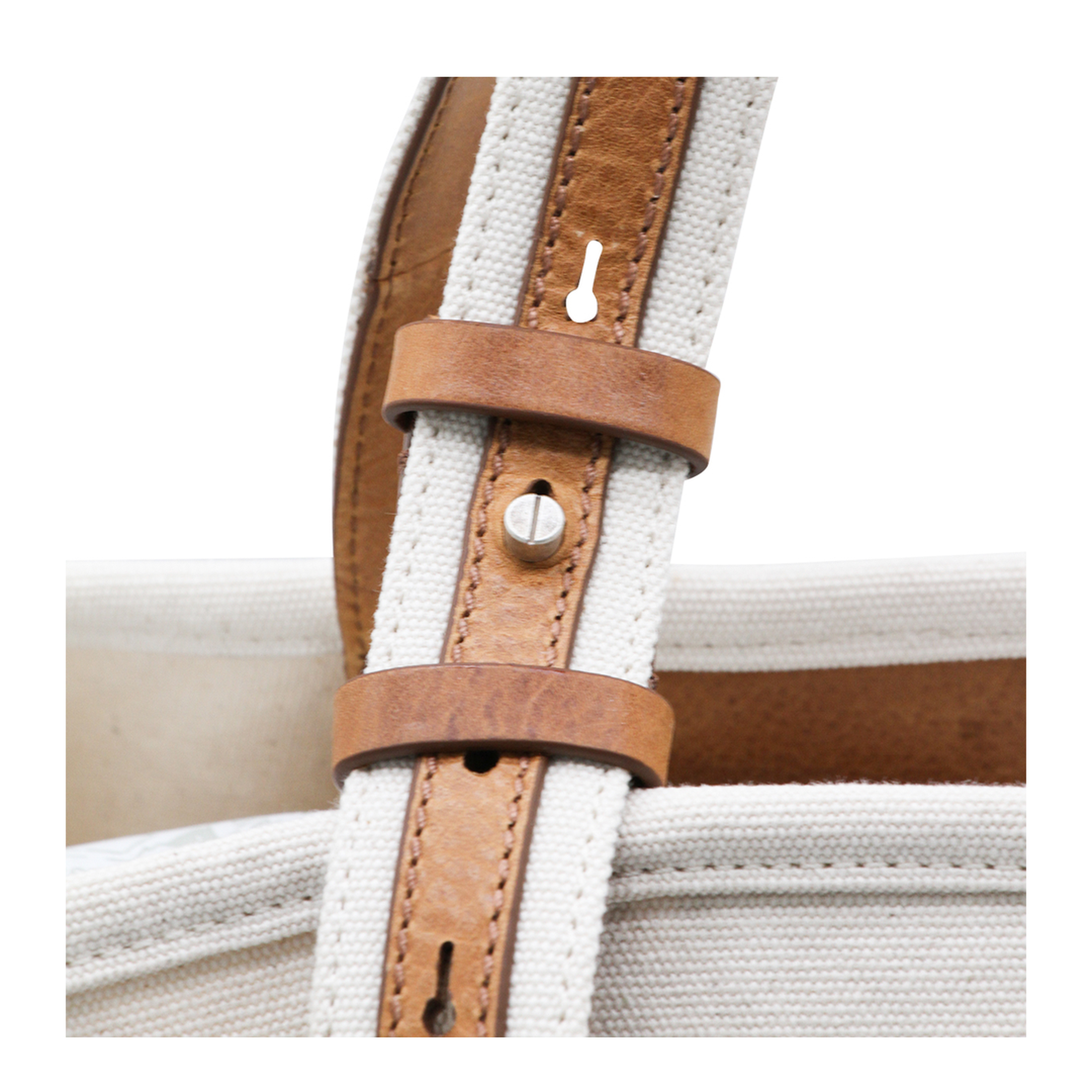 Medium Cotton & Calf Leather Tote - Ecru - Image 8