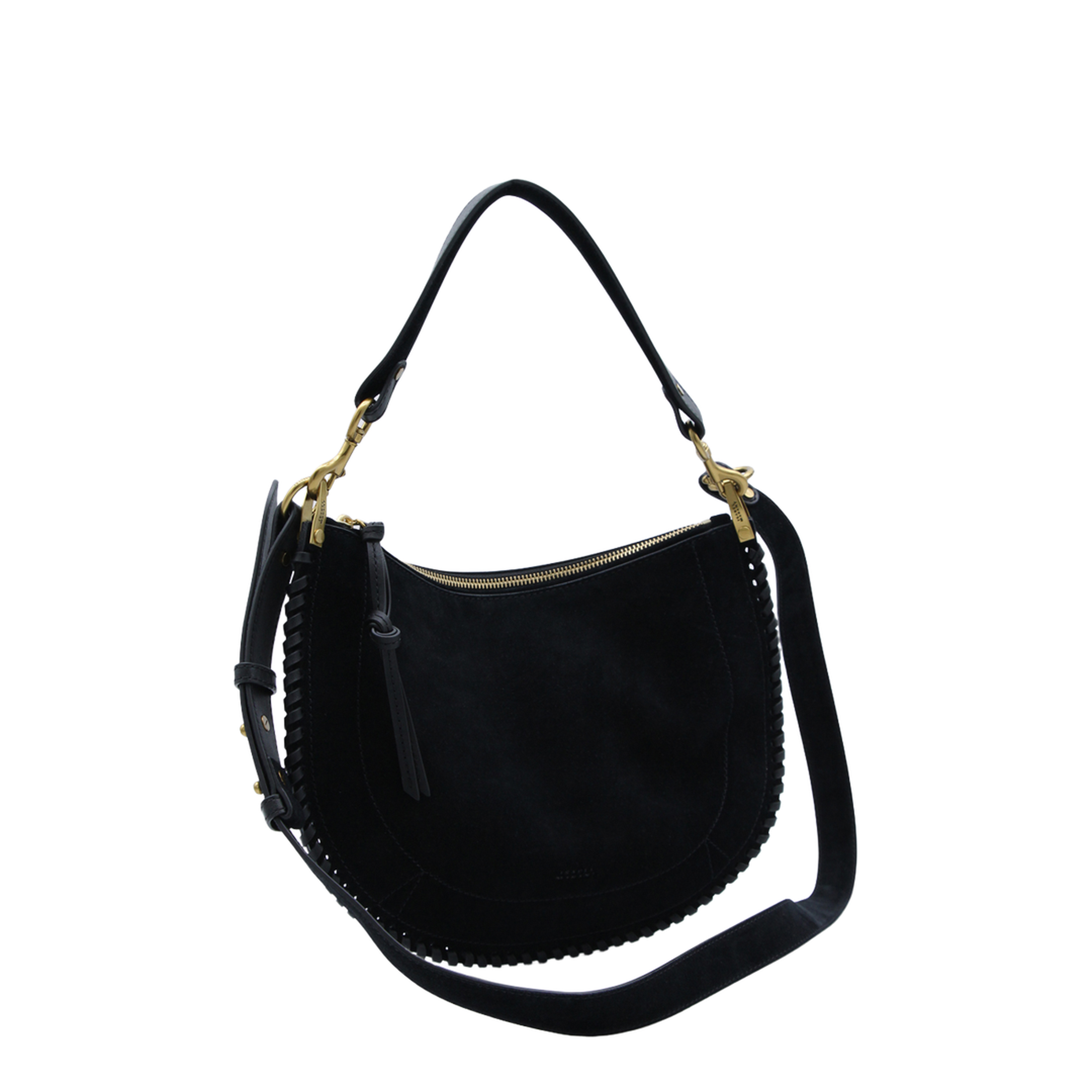 Oskan Soft Zip Smooth Studded Cowhide Leather Crossbody Bag - Black - Image 4