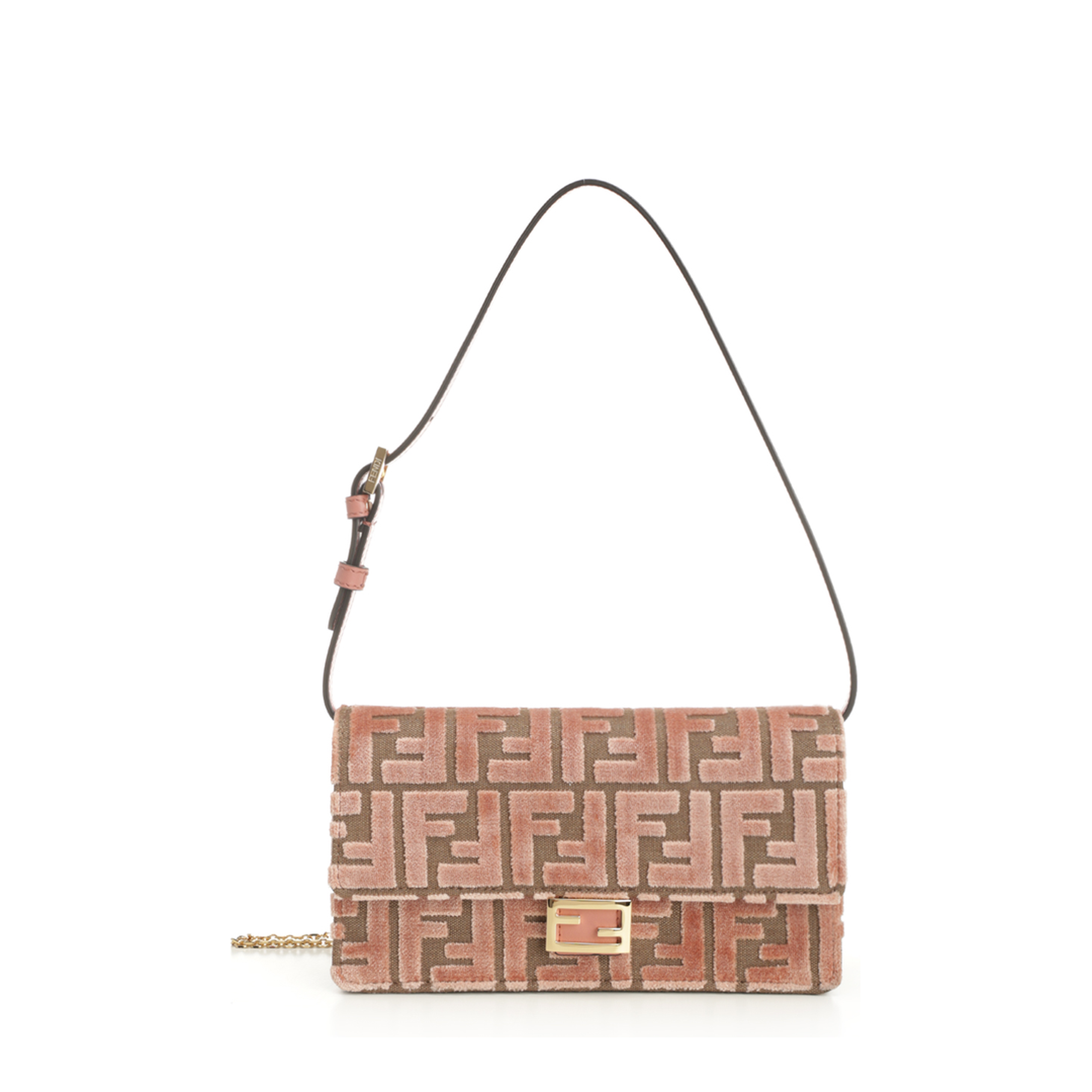 Wallet On Chain Baguette Fabric Pink - Image 1