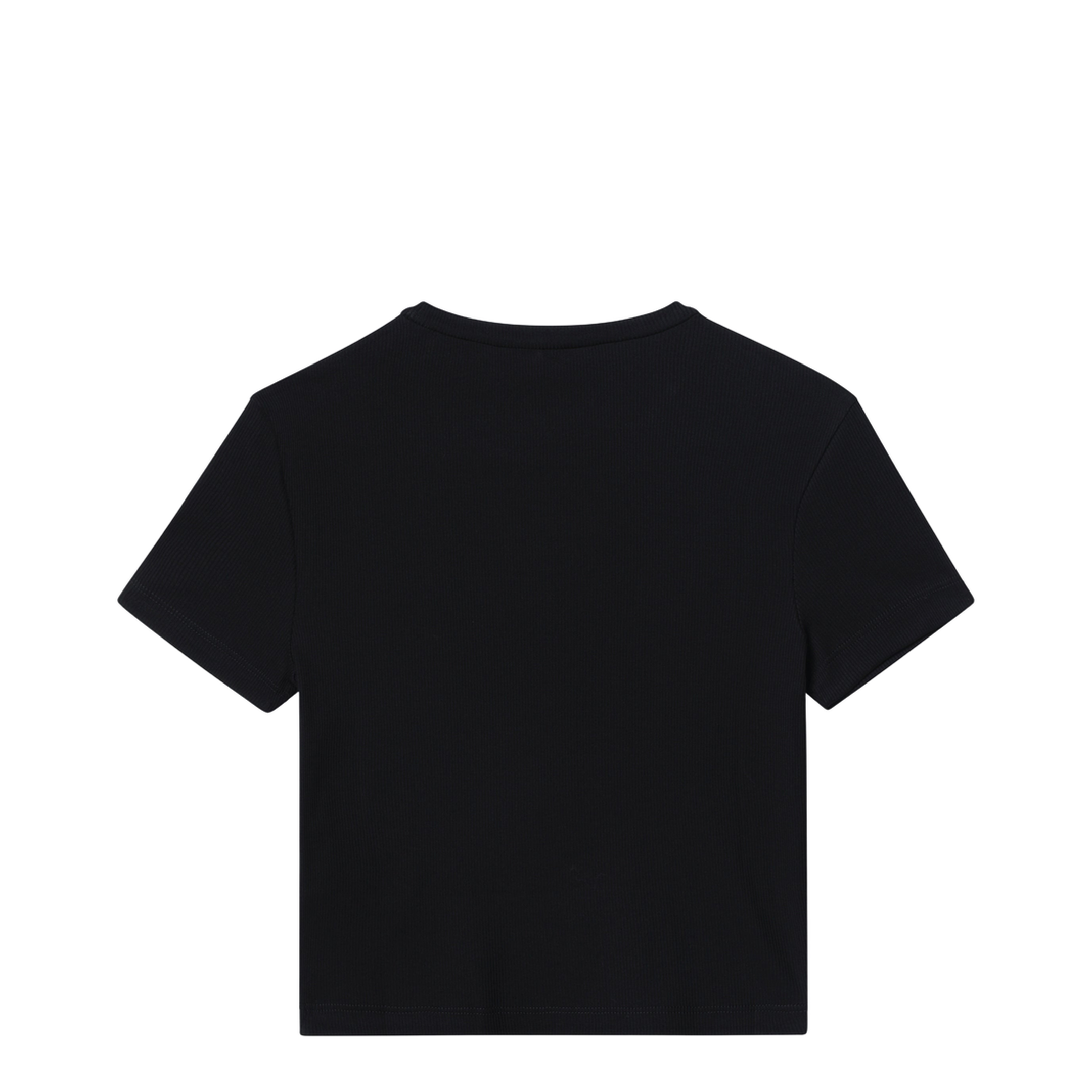 Black Cotton T-Shirt with Logo Patch - Image 2