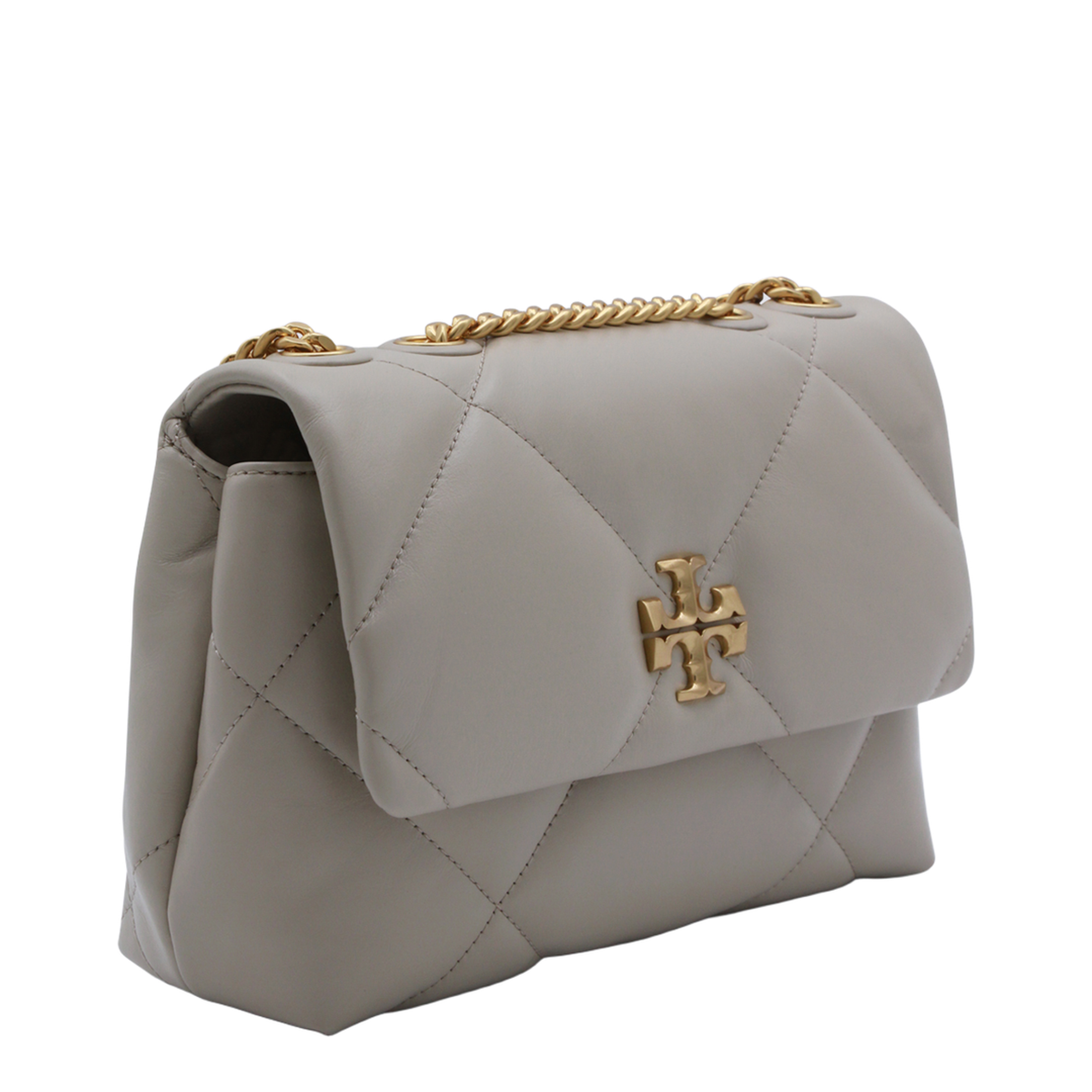 Kira Diamond Quilt Small Napa Leather Shoulder Bag - Light Stone - Image 4