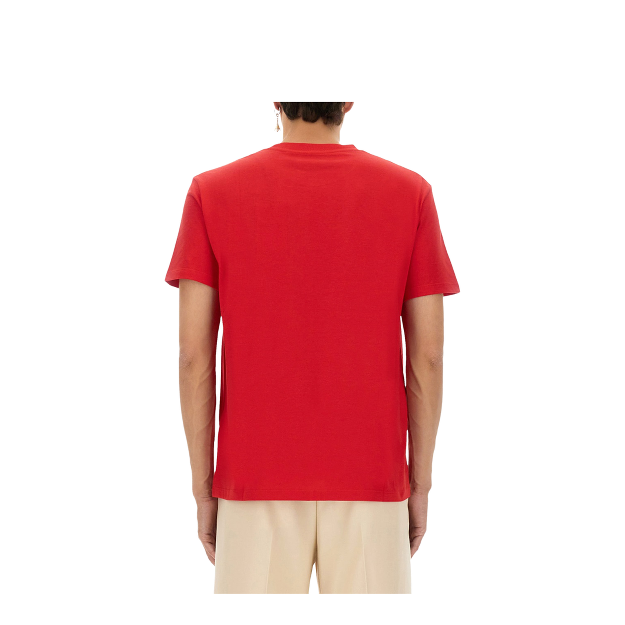 Red Crewneck T-Shirt with VLogo on the Front in Cotton - Image 3