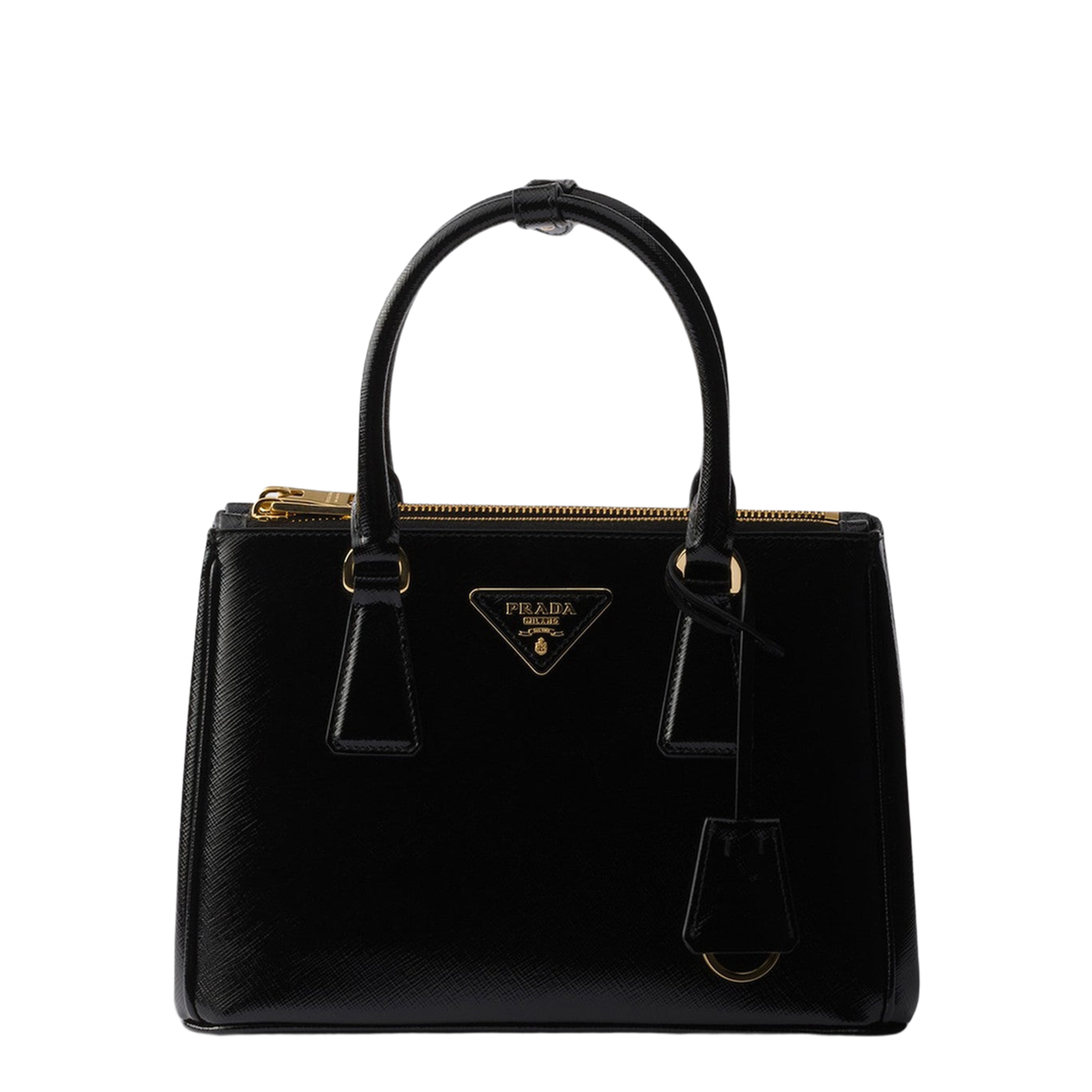 Galleria Small Patent Saffiano Leather Handbag - Black - Image 1