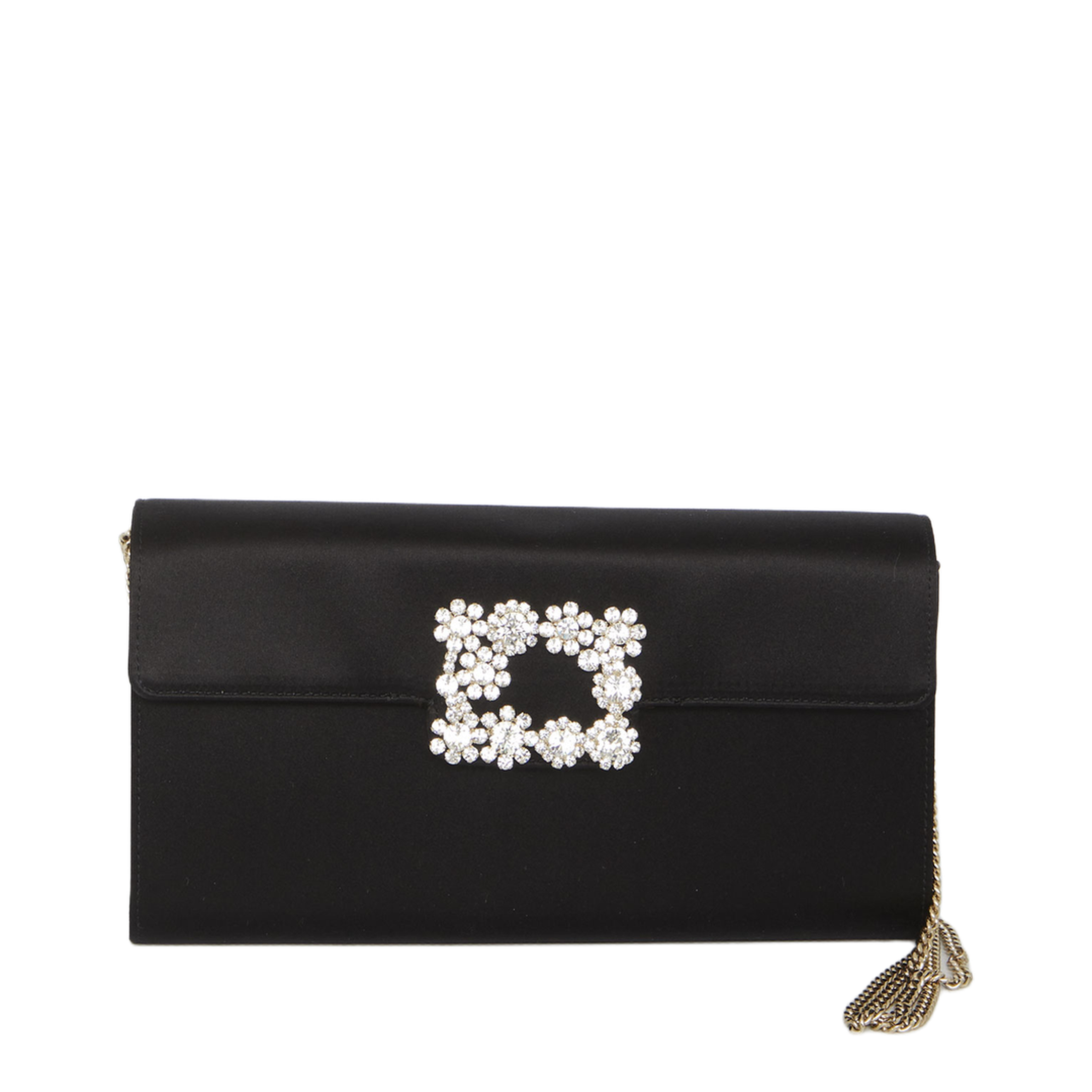 Efflorescence Silk Blend Satin Clutch - Black - Image 1