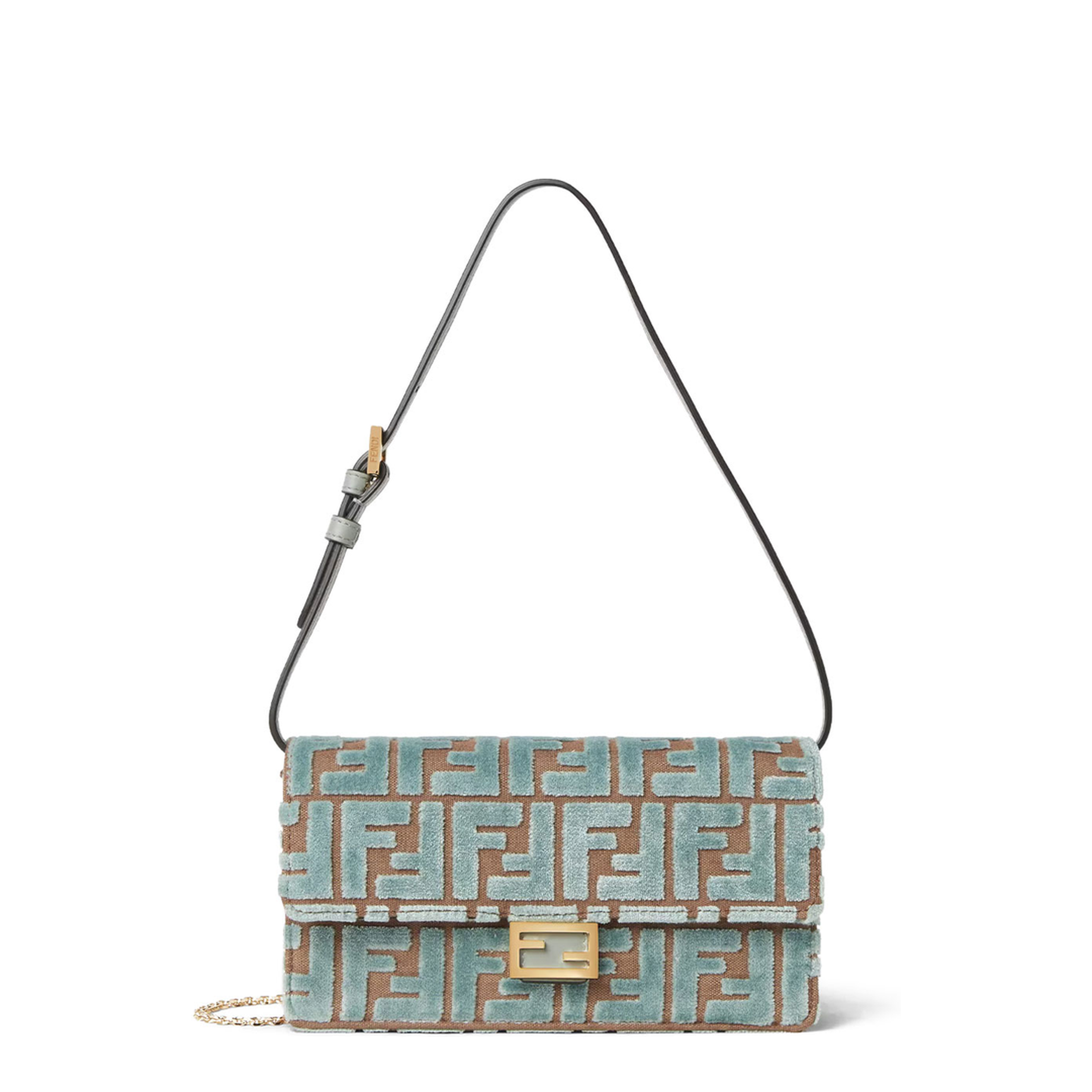 Wallet On Chain Baguette FF Jacquard Velvet Green - Image 4