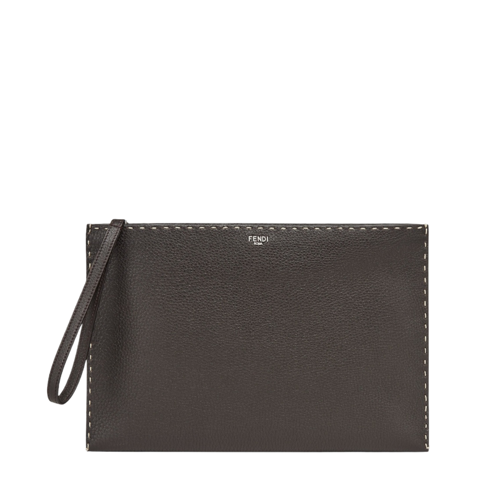 Selleria Medium Leather Clutch - Brown - Image 1