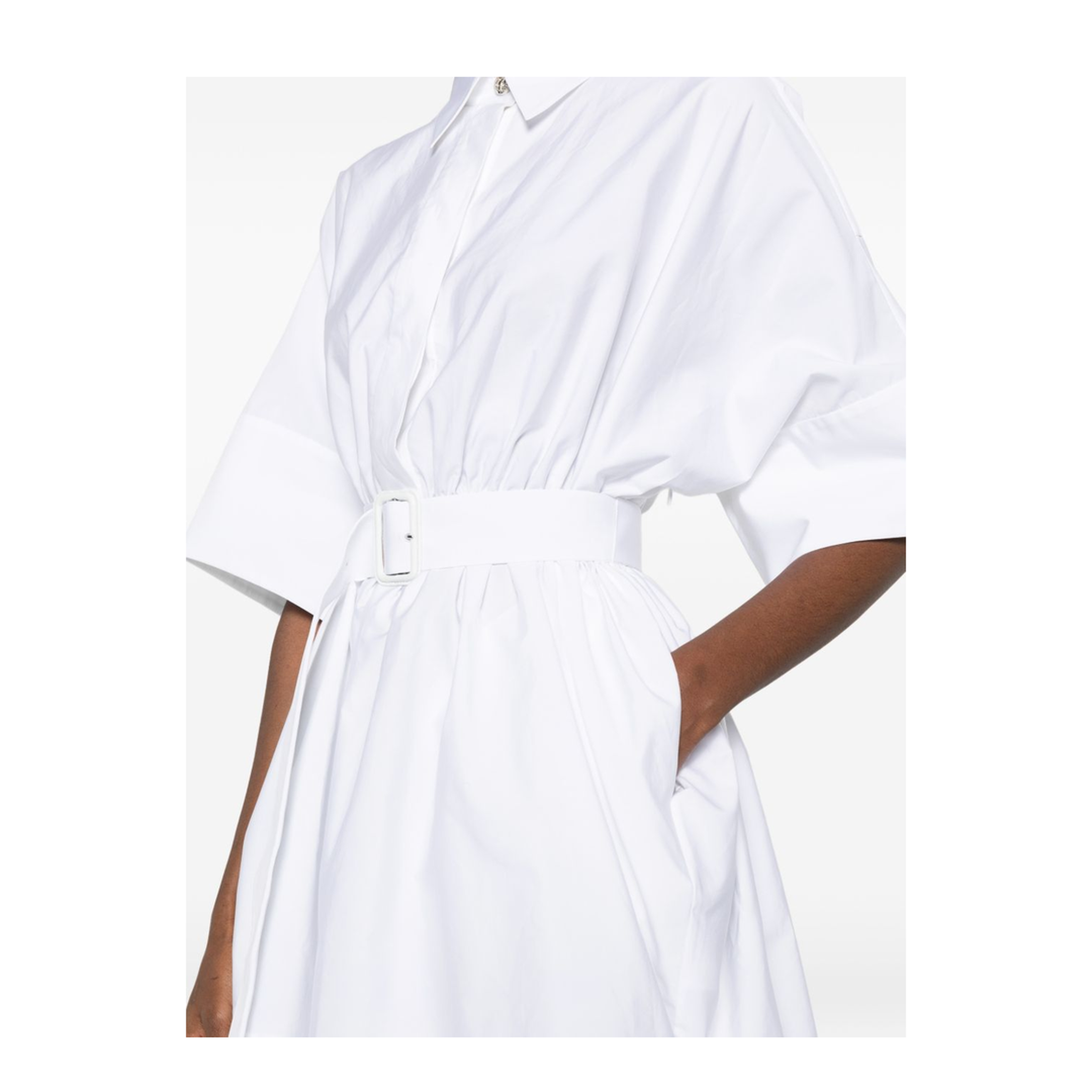 Mini Chemisier Dress in White Poplin - Image 5
