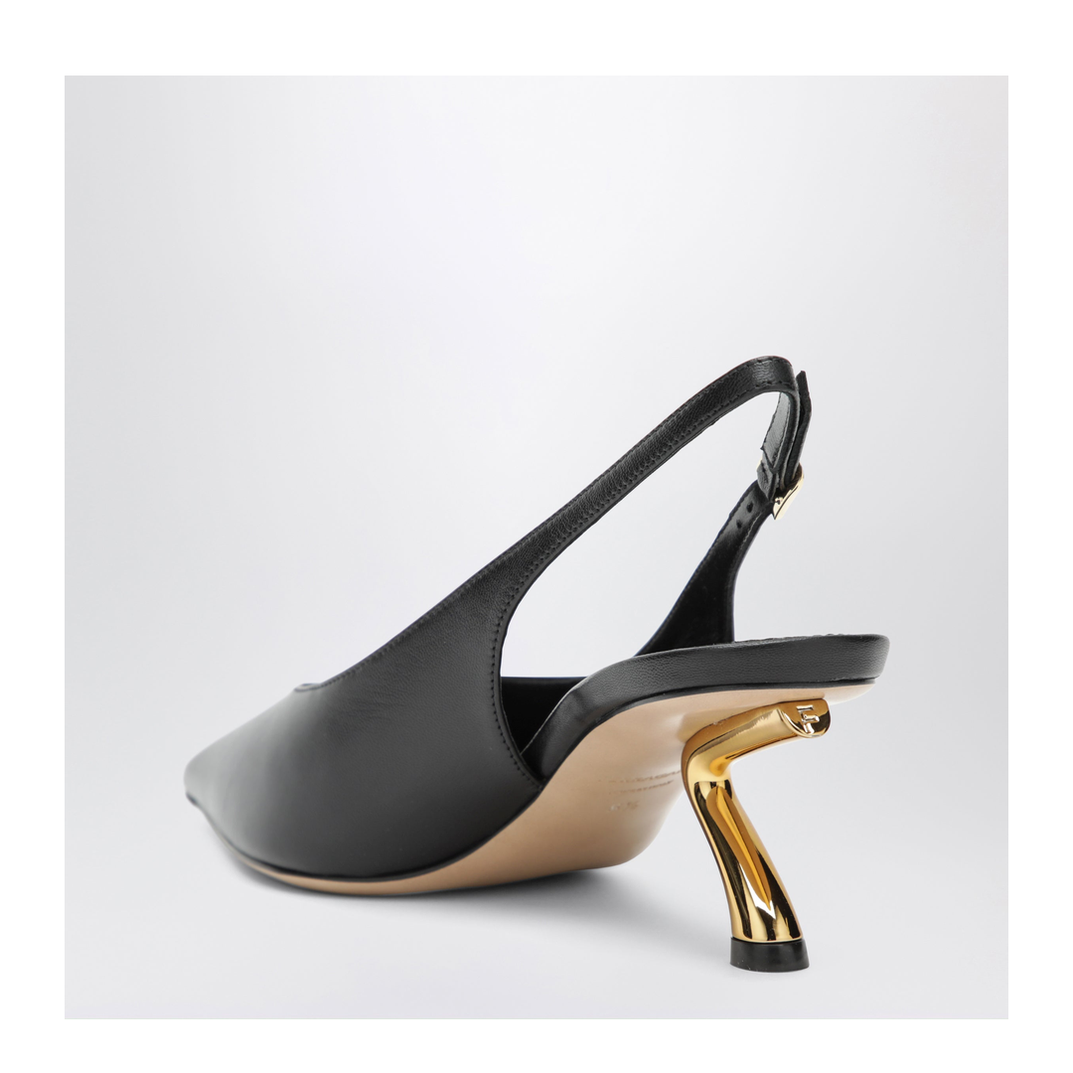 Black Slingback with Sculptural S Heel - Image 2