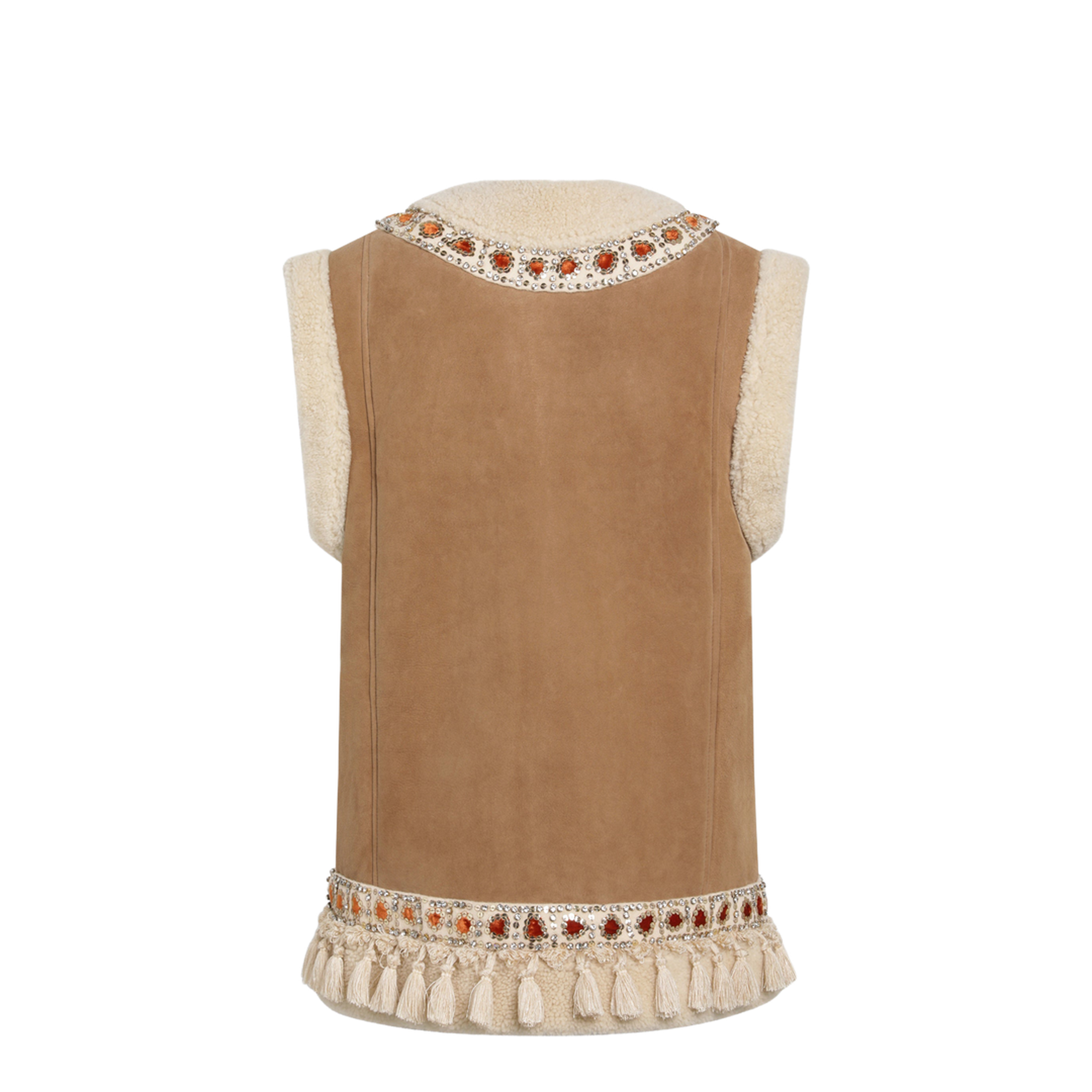 Camel Shearling and Suede Vest - Image 2