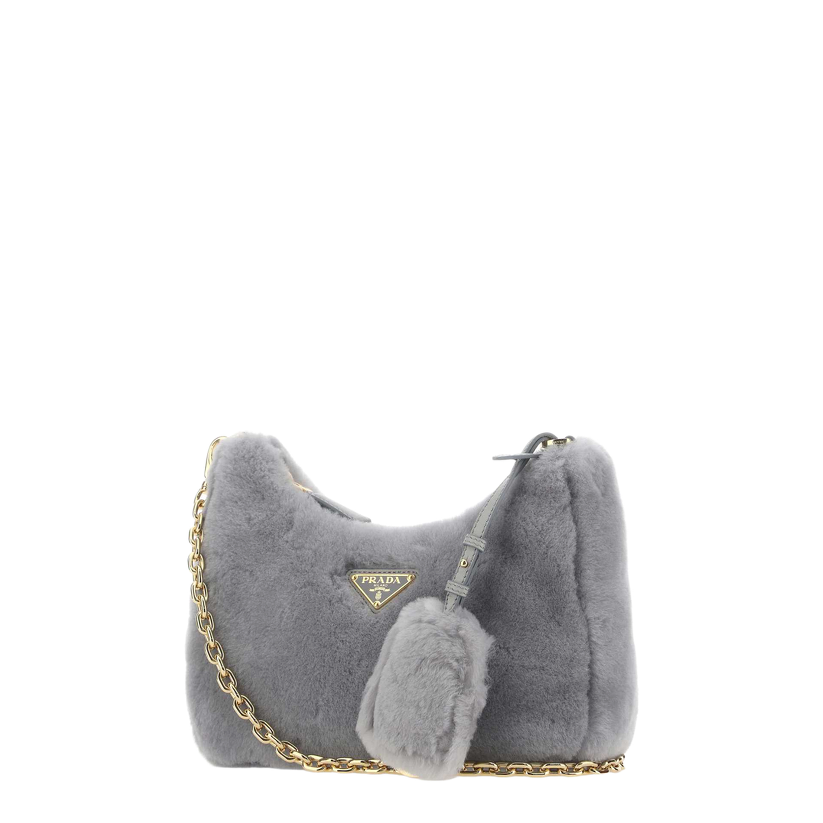 Light Grey Shearling Shoulder Bag - Image 2