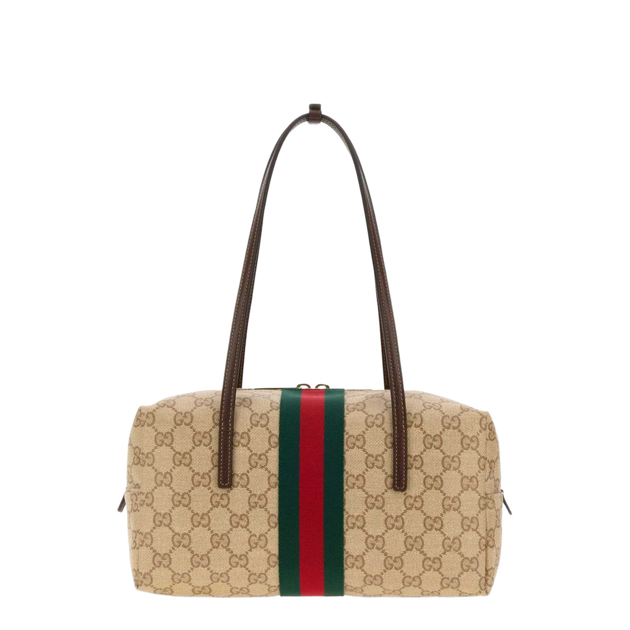 Melrose Medium Coated GG Canvas Top Handle Bag - Beige - Image 1