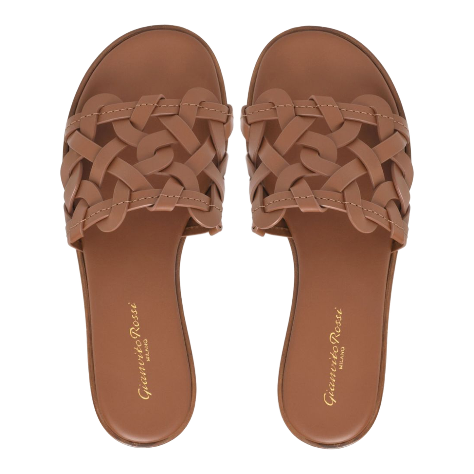 Chocolate Brown Calf Leather Stacked Heel Crossover Strap Round Open Toe - Image 3