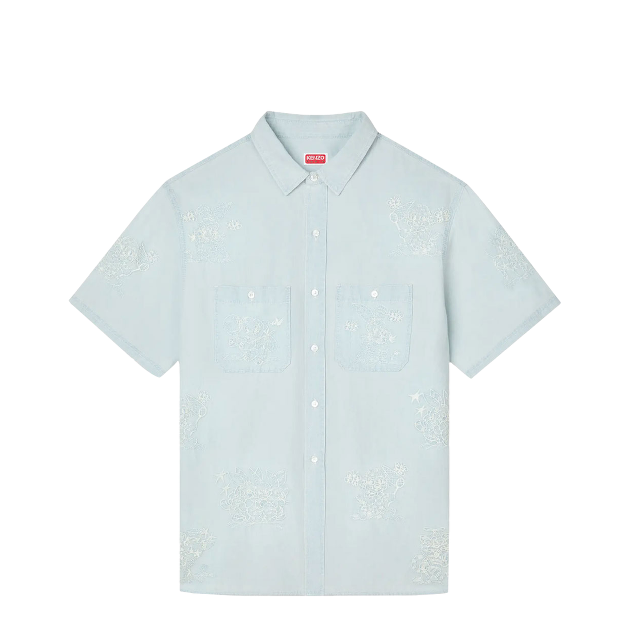Cartoon Embroidered Short Sleeve Shirt - Image 1