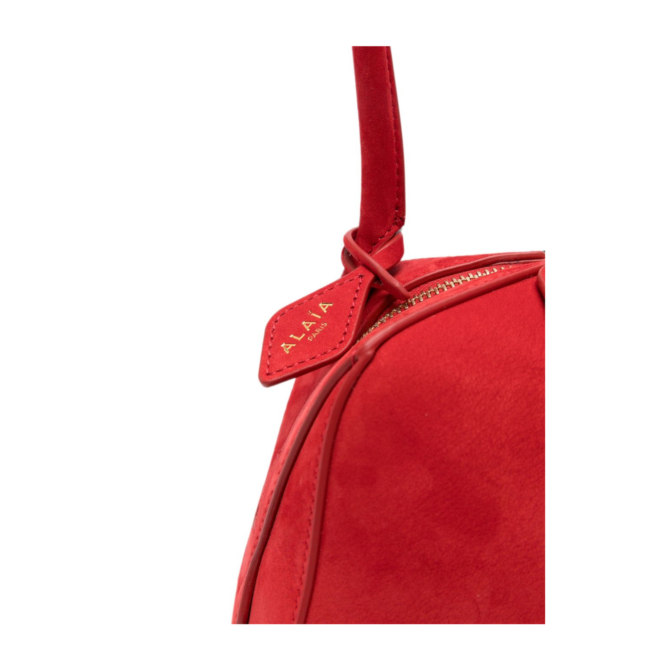 Le Bouledogue Small Nubuck Leather Shoulder Bag - Rouge Vif - Image 4