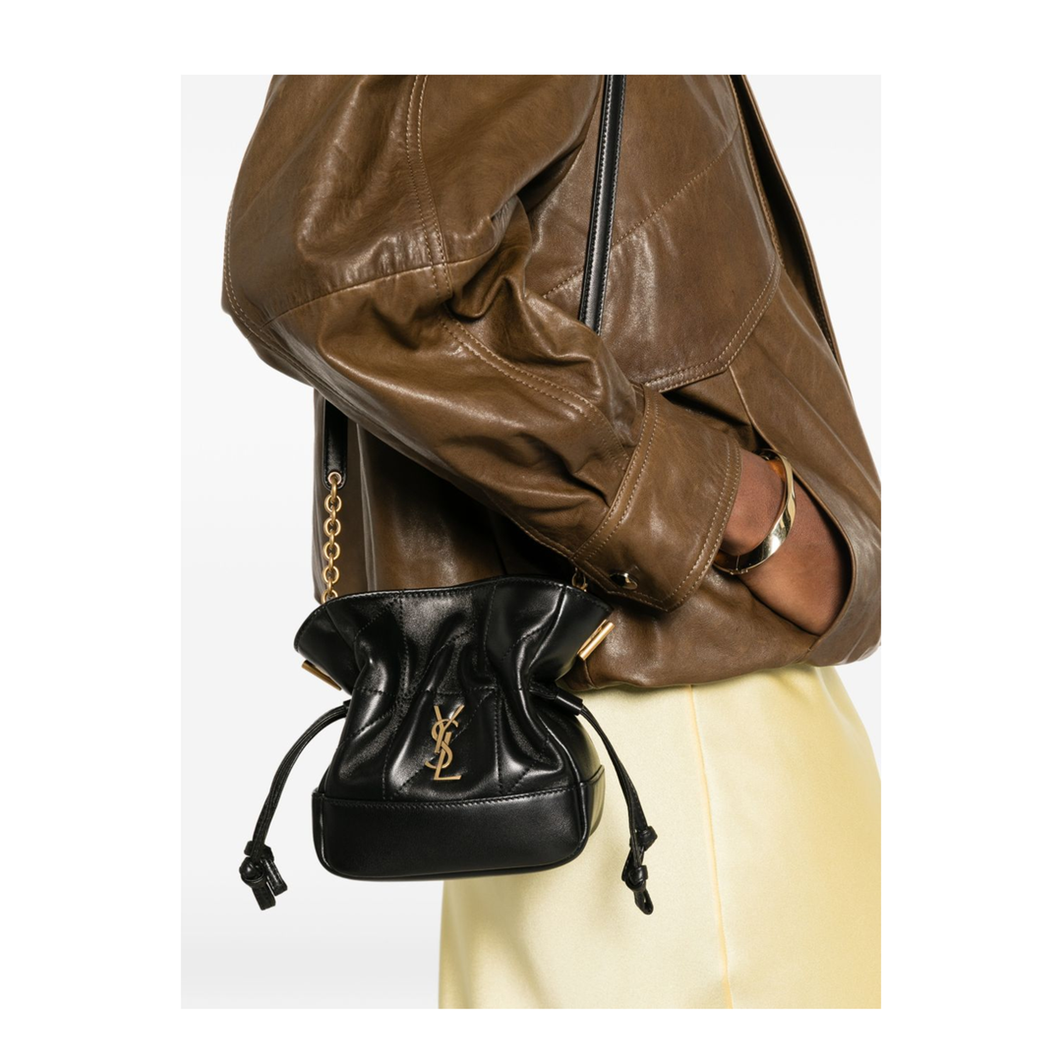 Jamie Mini Lambskin Shoulder Pouch - Black - Image 4