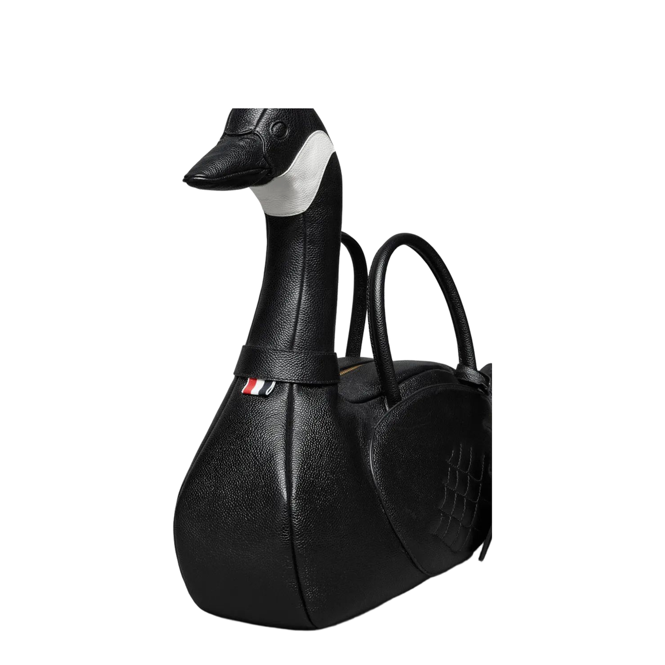 Goose Bag Pebble Grain Leather Top Handle Bag - Black - Image 3