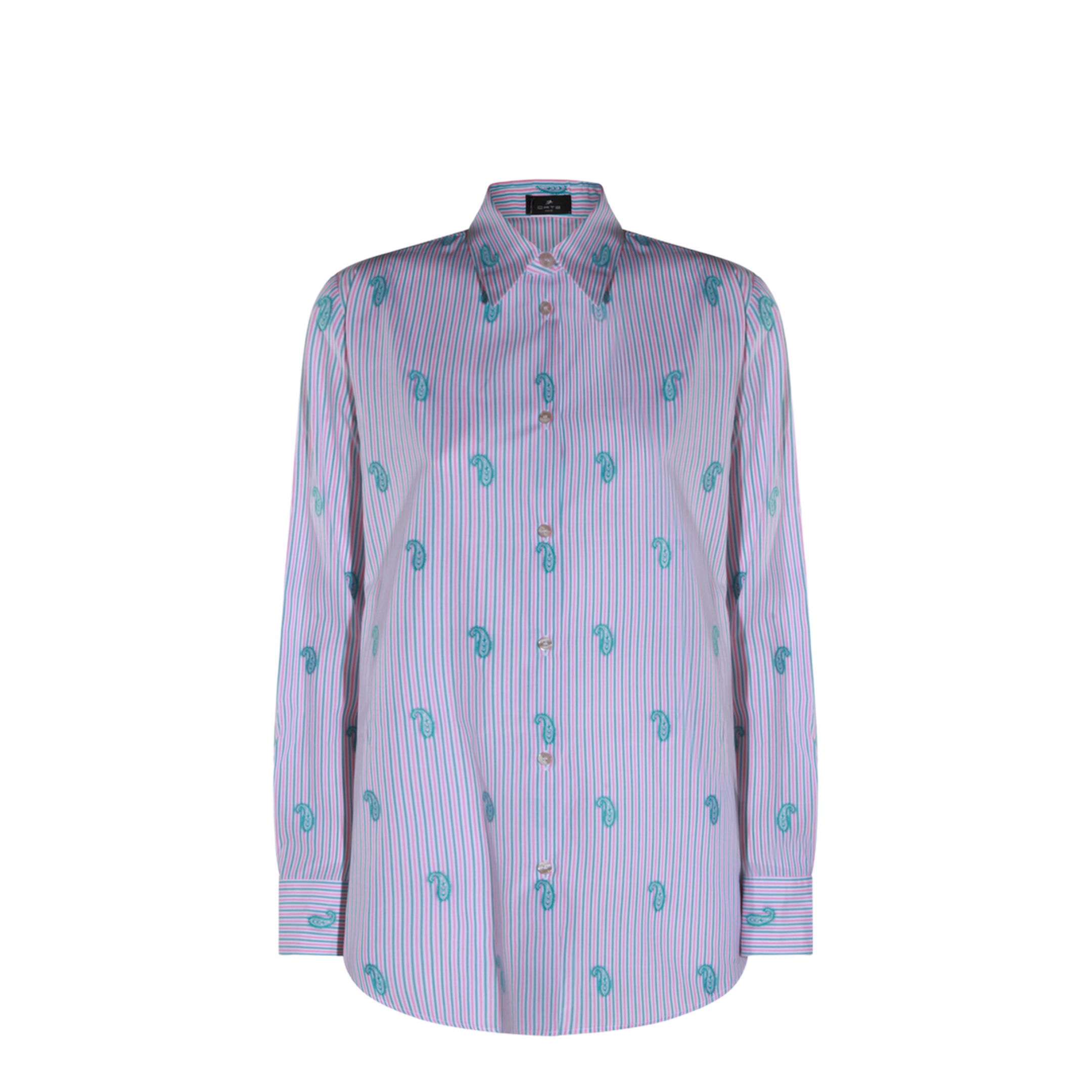 Striped Fil Coupé Paisley Cotton Jacquard Shirt - Pink - Image 2