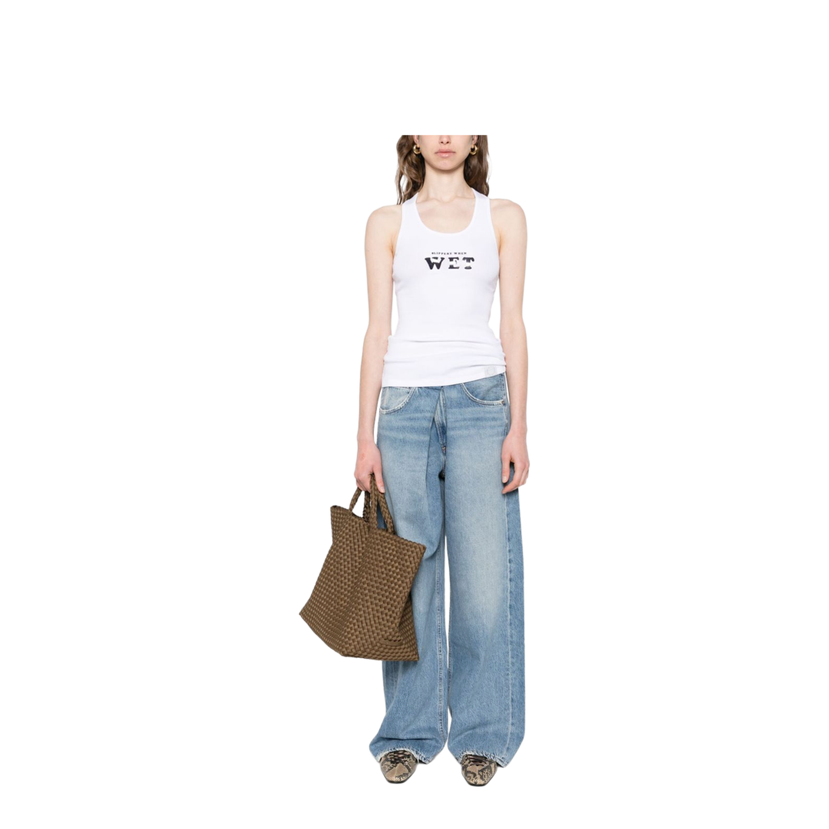 Pure White Slippery When Wet Racerback Tank Top - Image 5