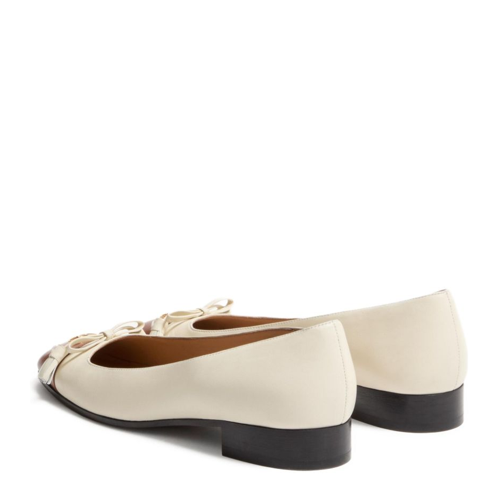 Off-White Brown Leather Toe Cap Tassel Detailing Gold-Tone Logo Accent Low Block Heel - Image 7