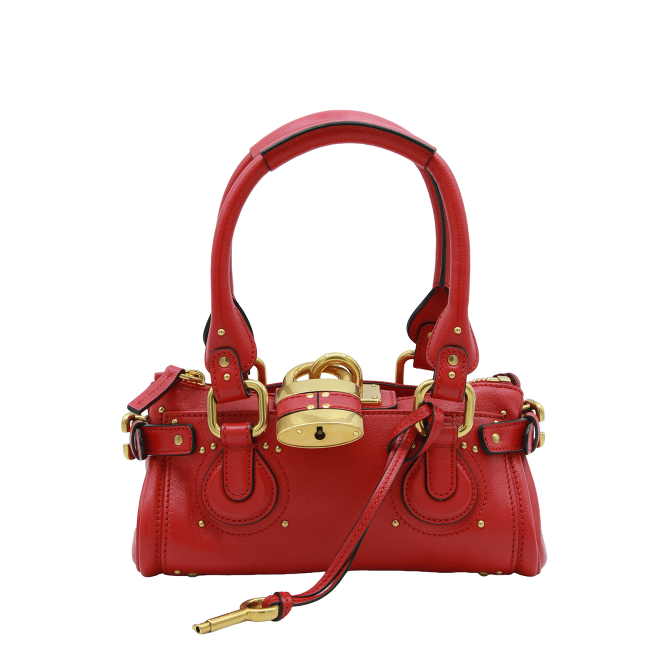 Paddington Small Grained Buffalo Leather Shoulder Bag - Tulip Red - Image 2
