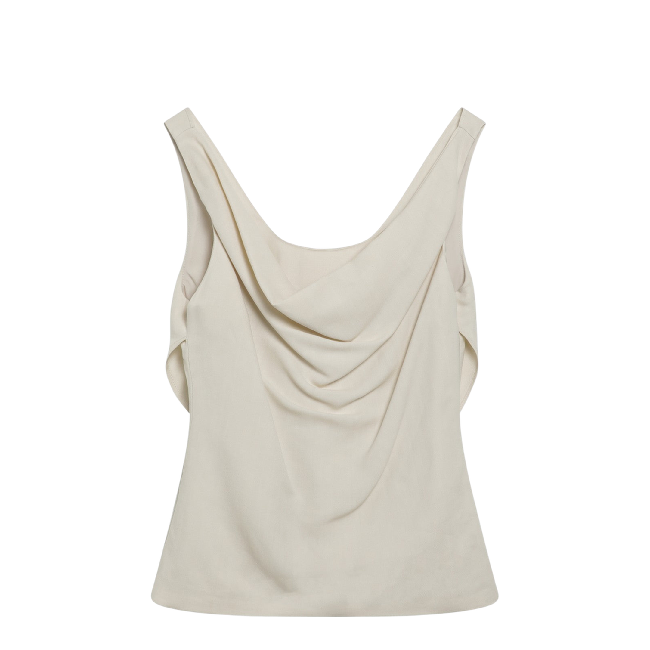 Cream-colored Top in Fluid Viscose and Linen Twill - Image 1