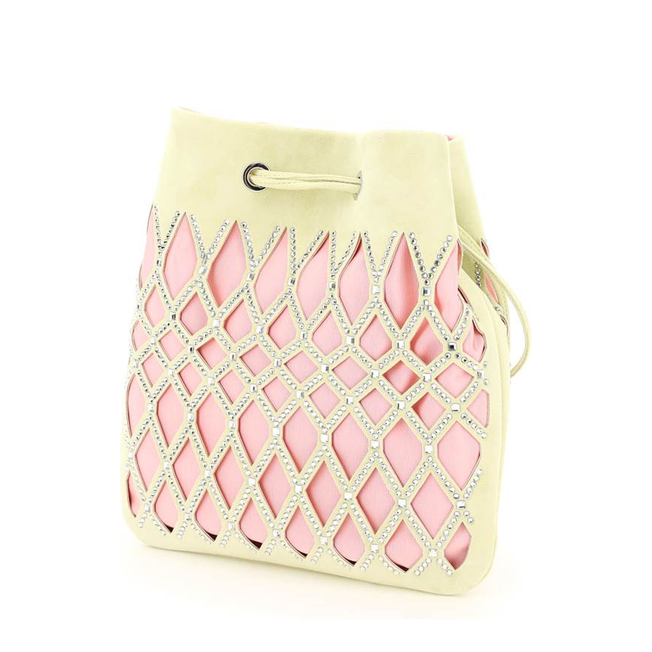 Viv' Pocket Queeny Cut-Out Suede Mini Bag - Yellow / Pink - Image 3