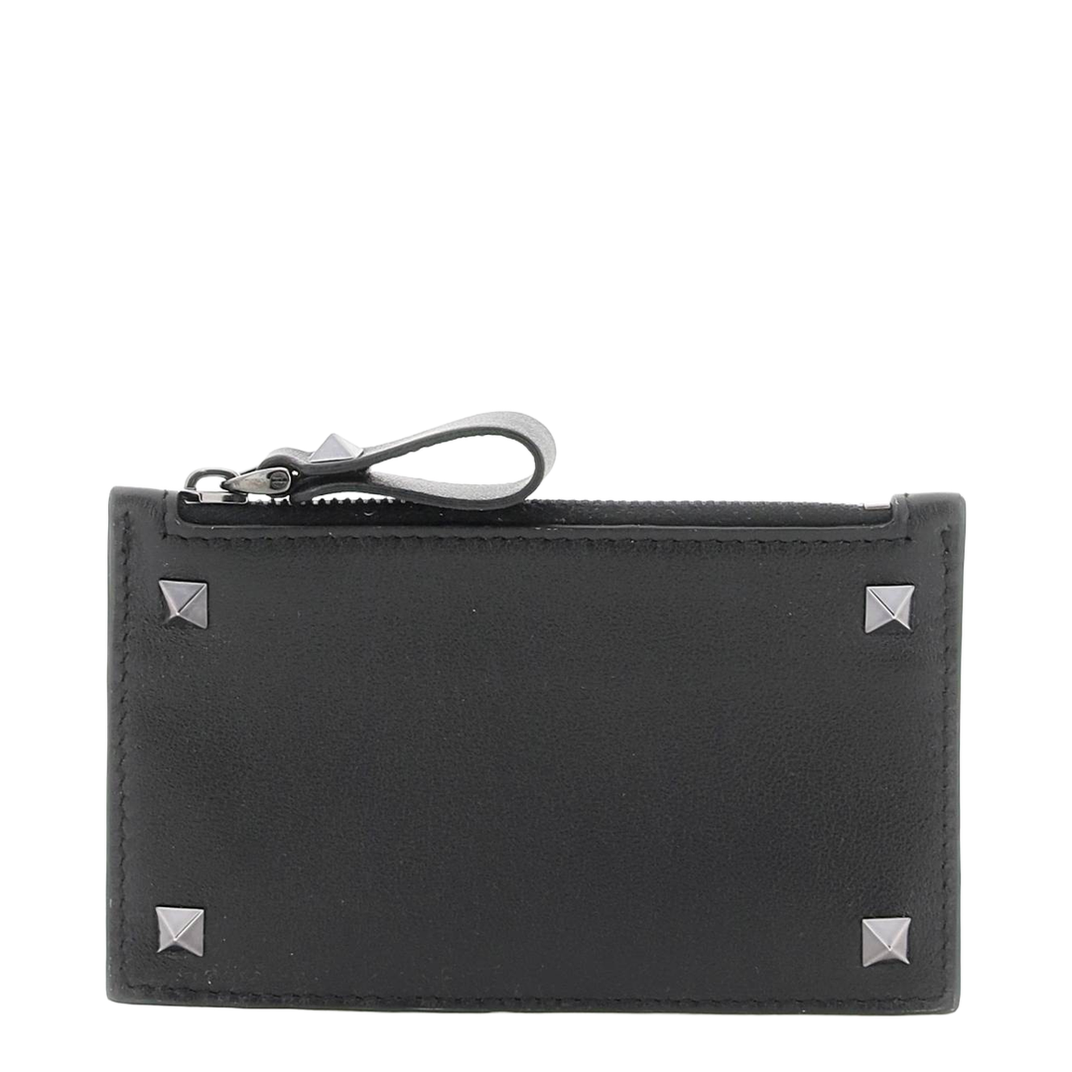 Rockstud Zip Cardholder In Black Calf Leather - Image 3