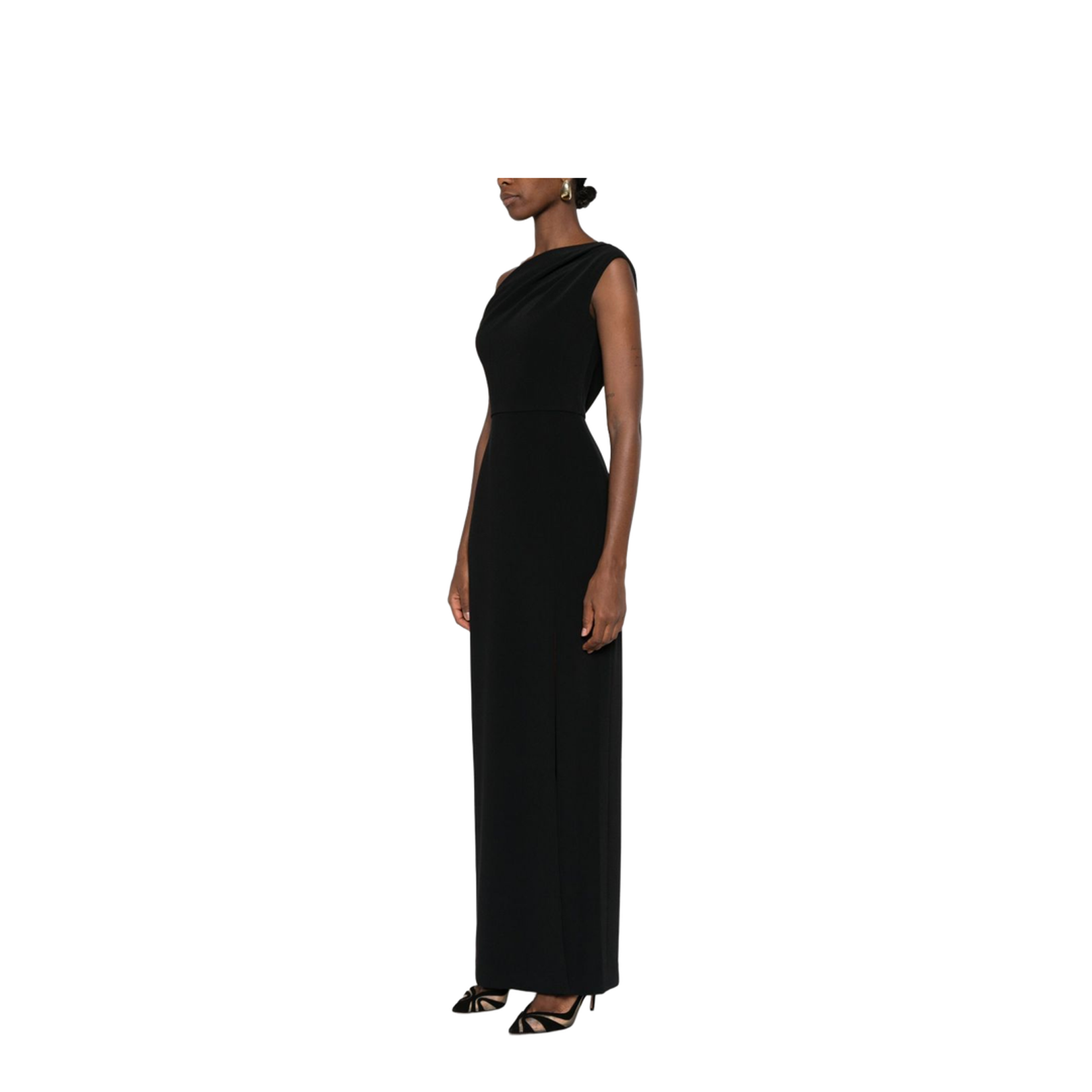 Black Side Split Sleeveless Maxi Length Dress - Image 2