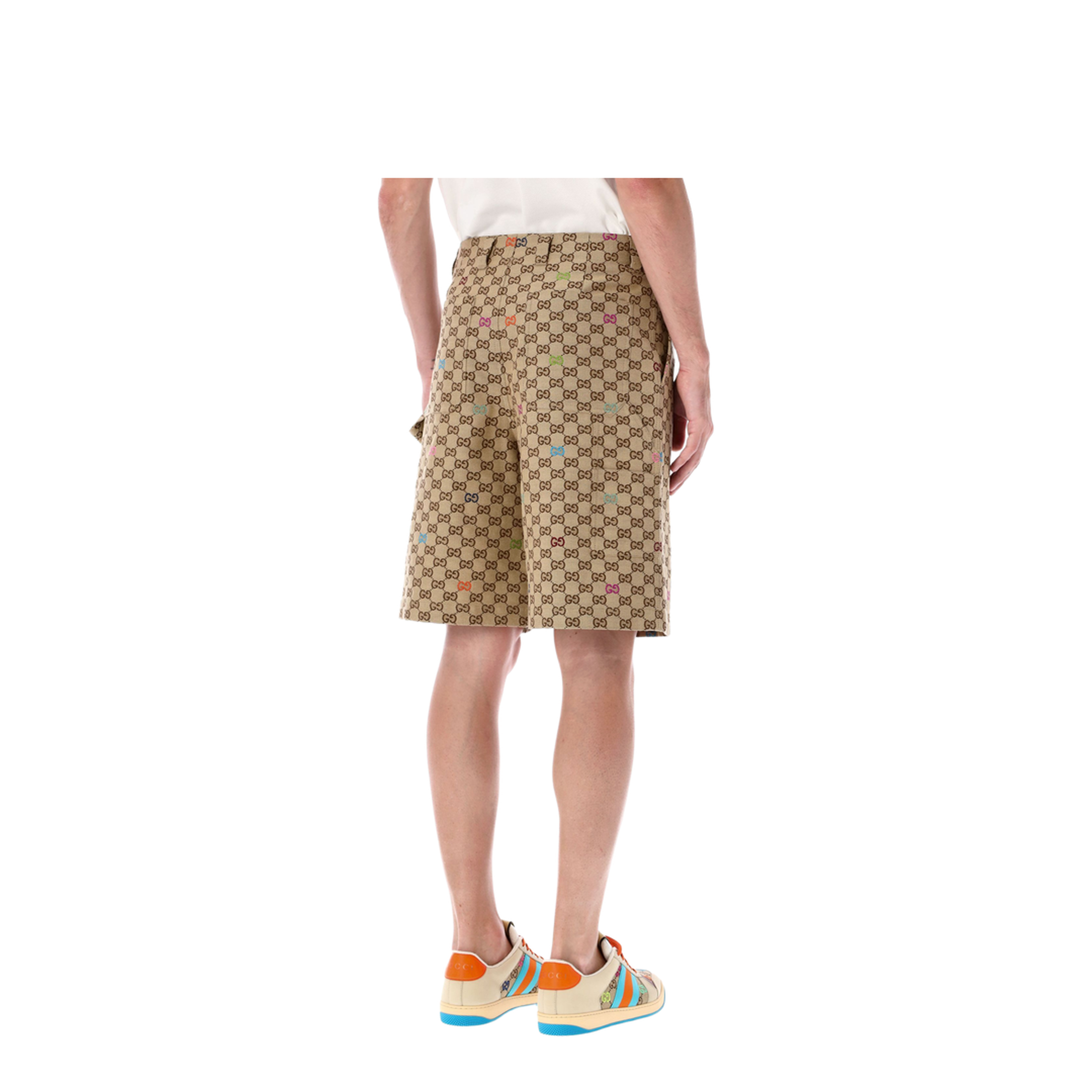 Canvas Shorts in Camel and Dark Brown - Image 2