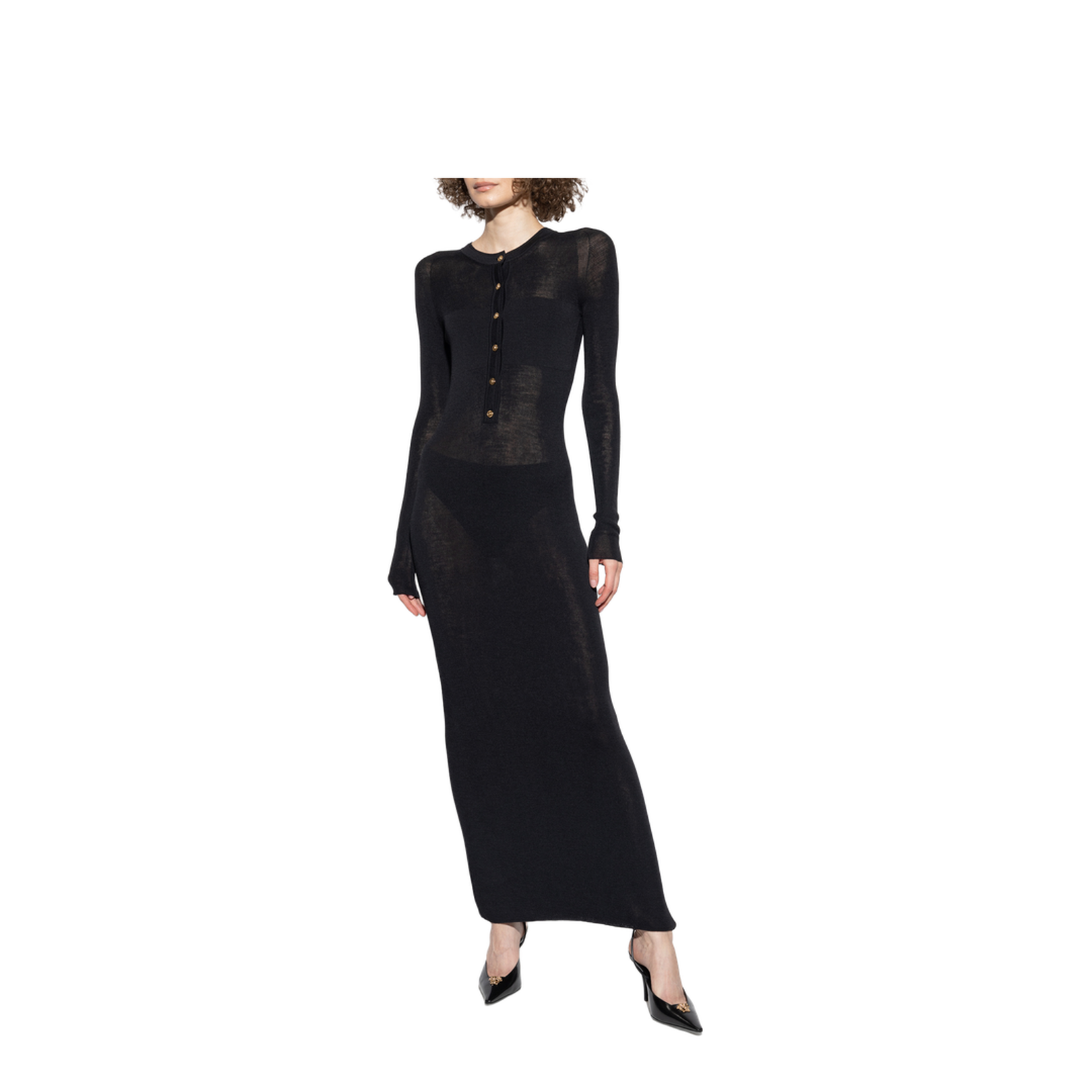 Fitted Long Dress Black - Image 3