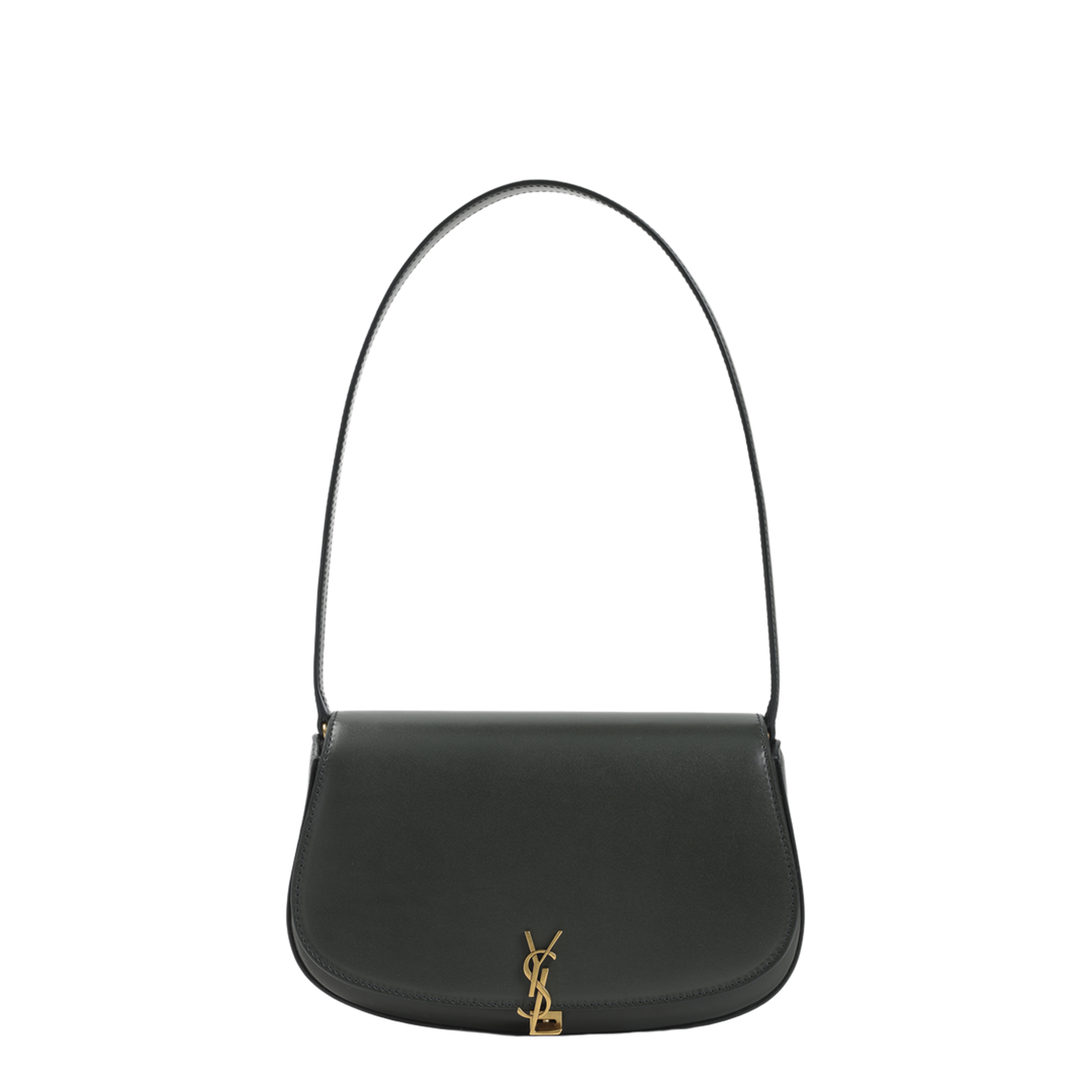 Demi-Lune Lamb Leather Shoulder Bag - Dark Green - Image 3