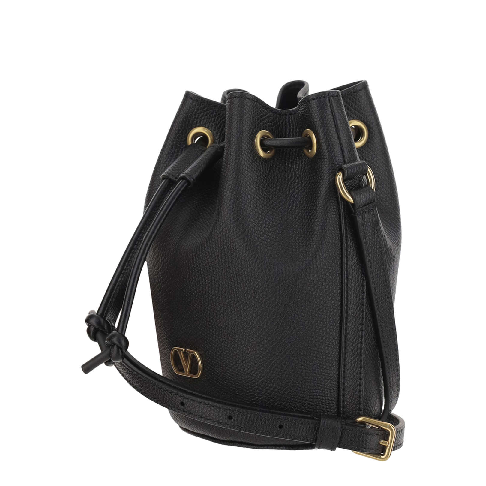 Black Leather Bucket Bag - Image 2
