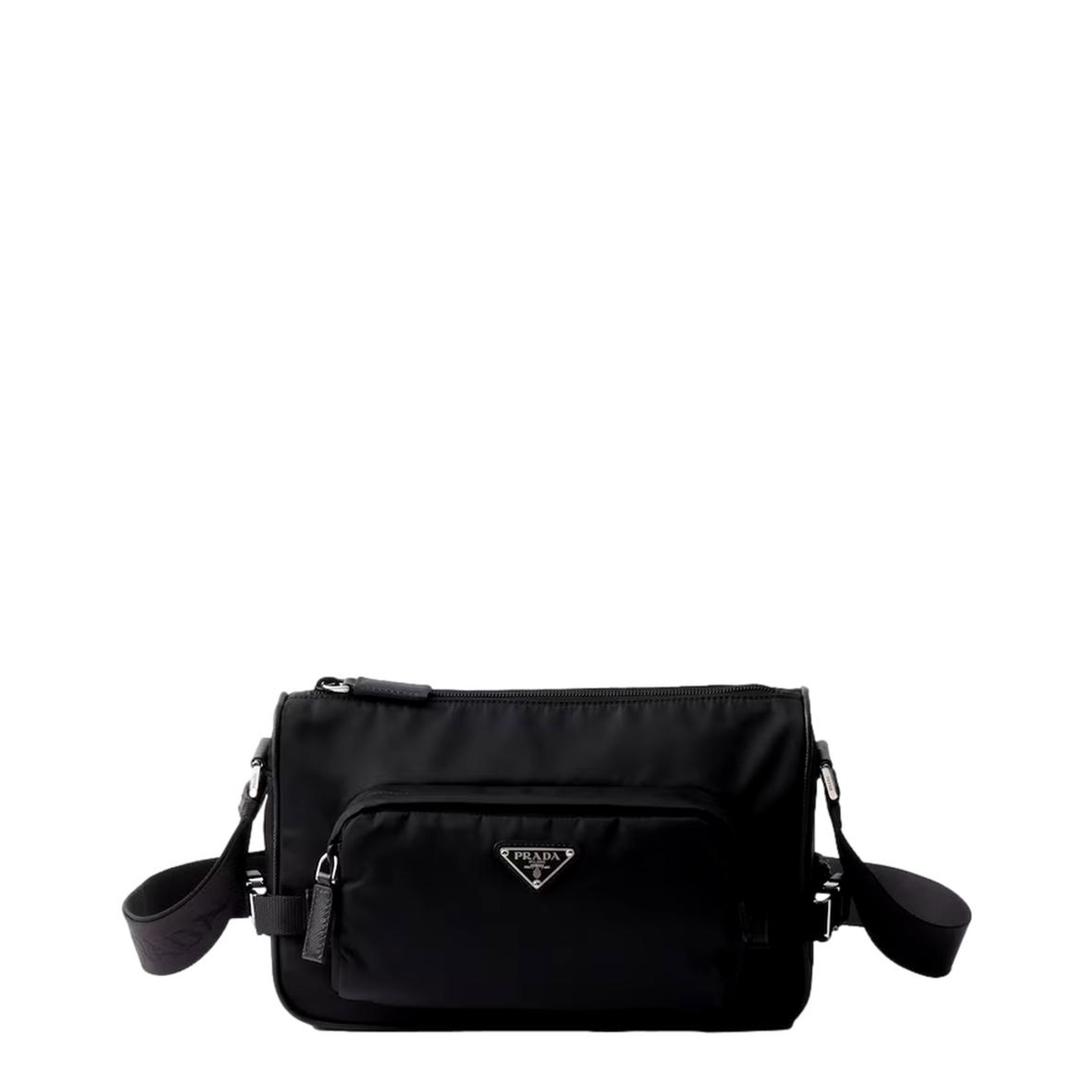 Black Medium Re-Nylon and Saffiano Leather Shoulder Bag - Image 1