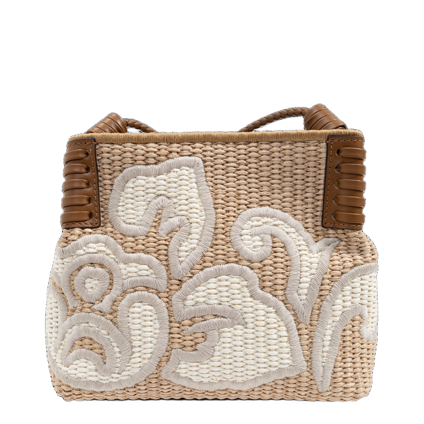 Tabby Booth Small Raffia Shoulder Bag - Cream - Image 3
