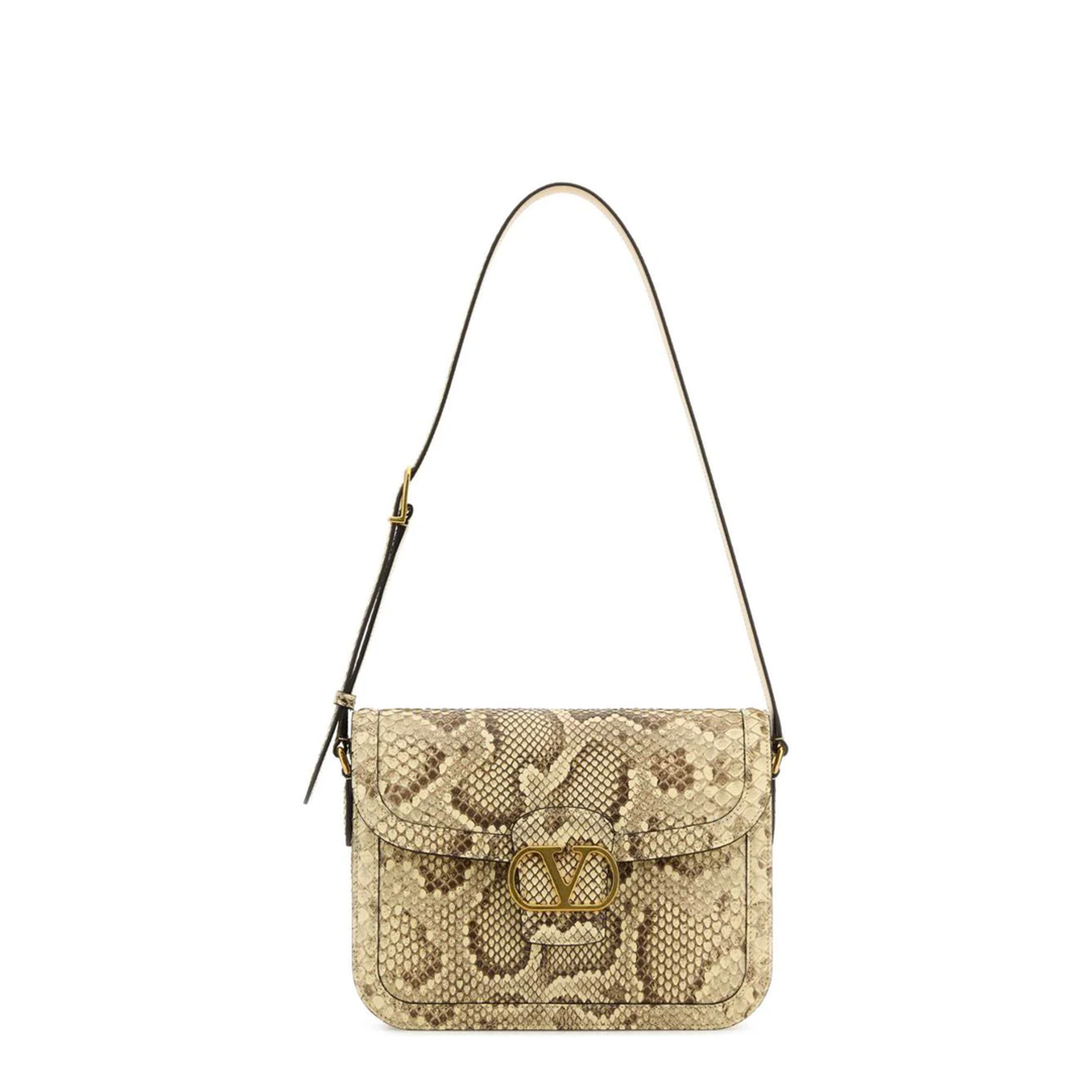 9to5 Medium Printed Leather Shoulder Bag - Cream/White - Image 1