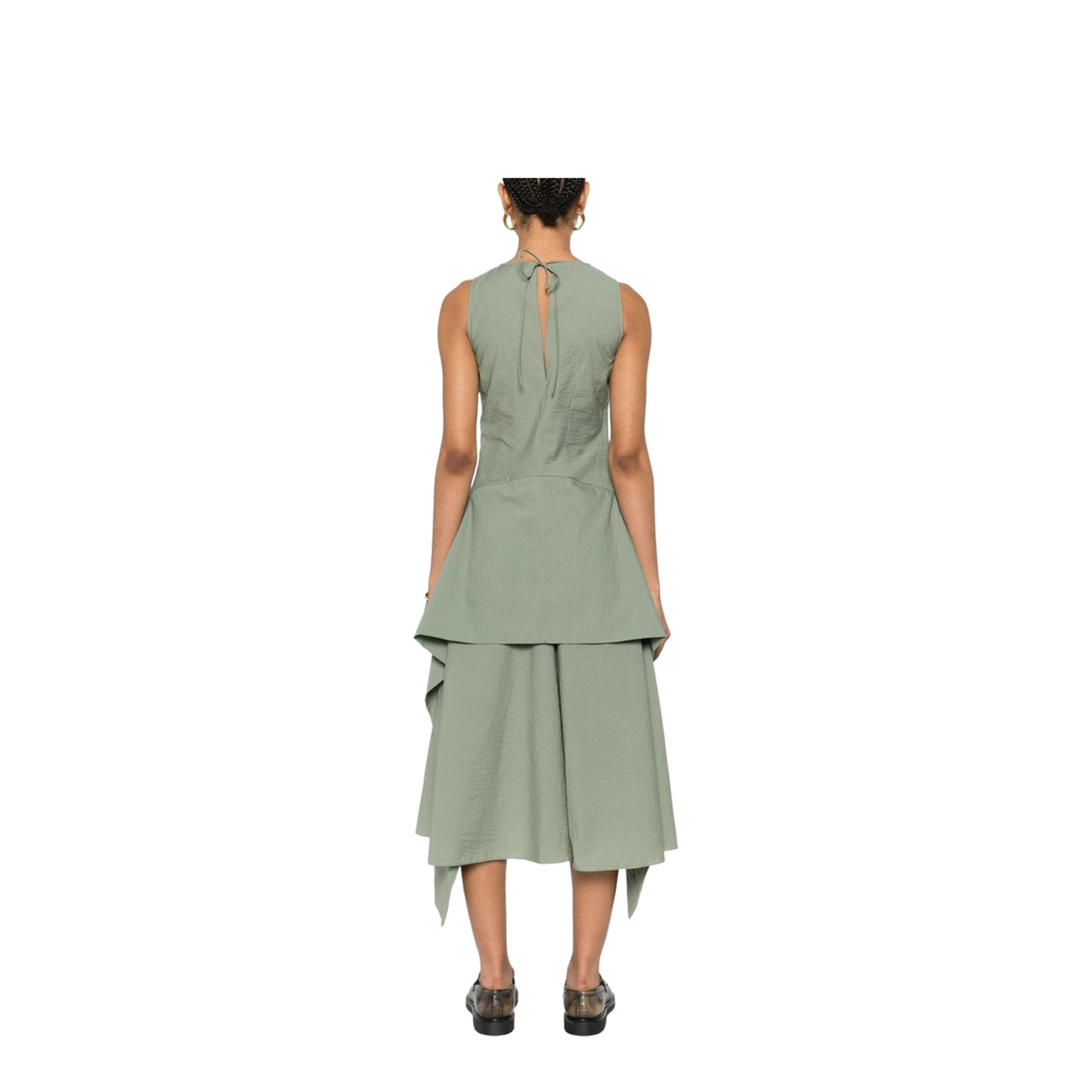 Wrap Dress in Cotton Blend Green - Image 4