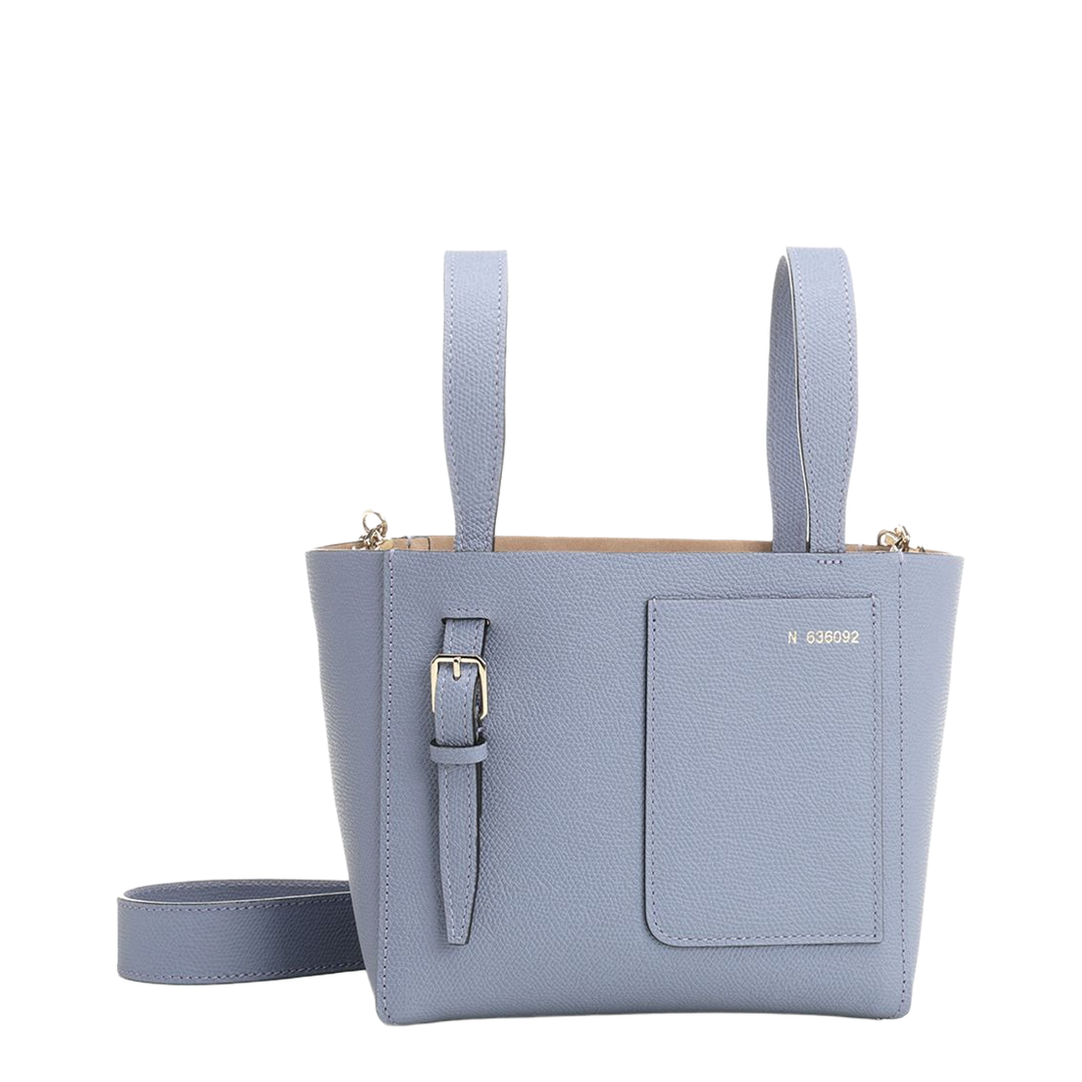 Micro Bucket Leather Shoulder Bag - Blue - Image 1