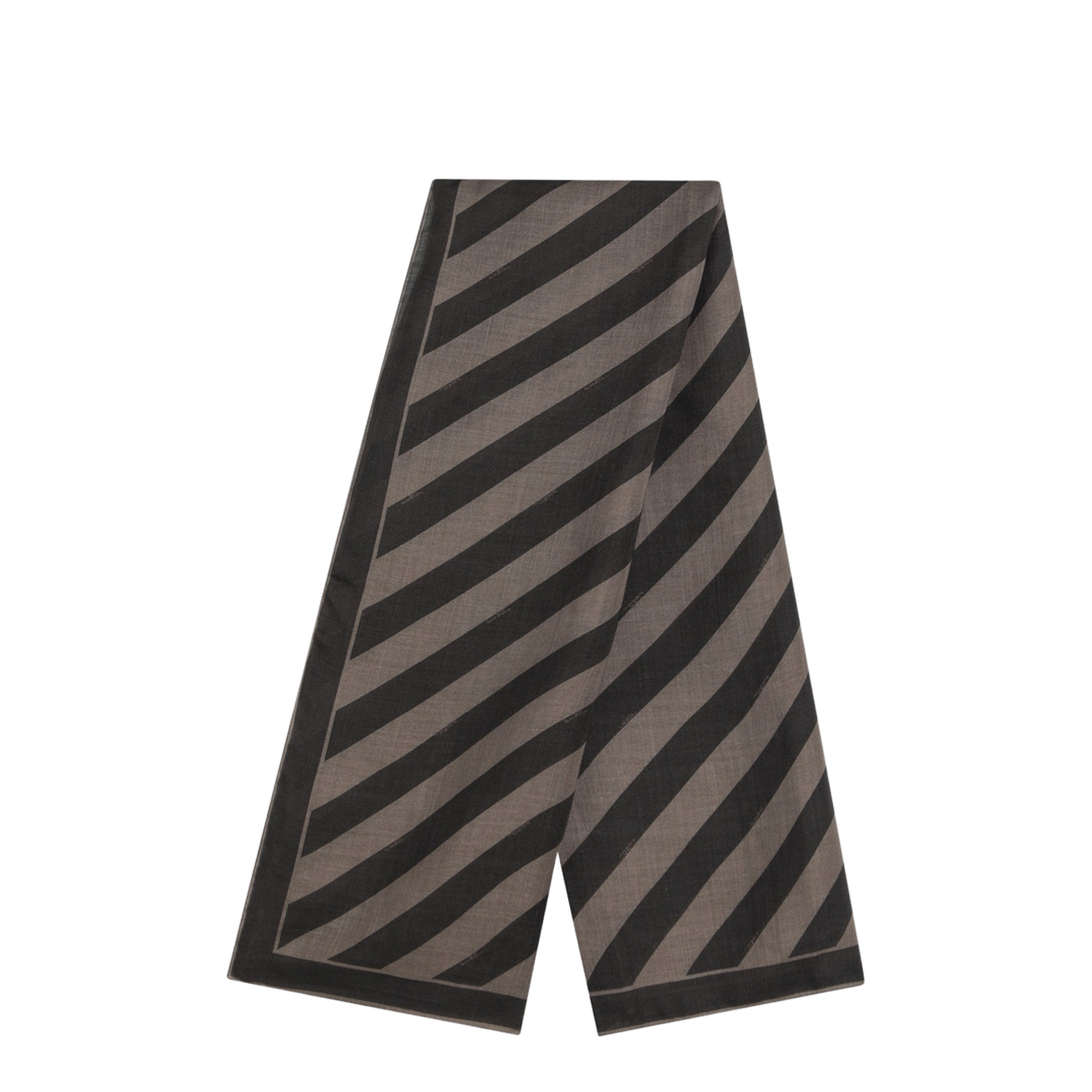 Tobacco Brown Silk Striped Scarf - Image 2