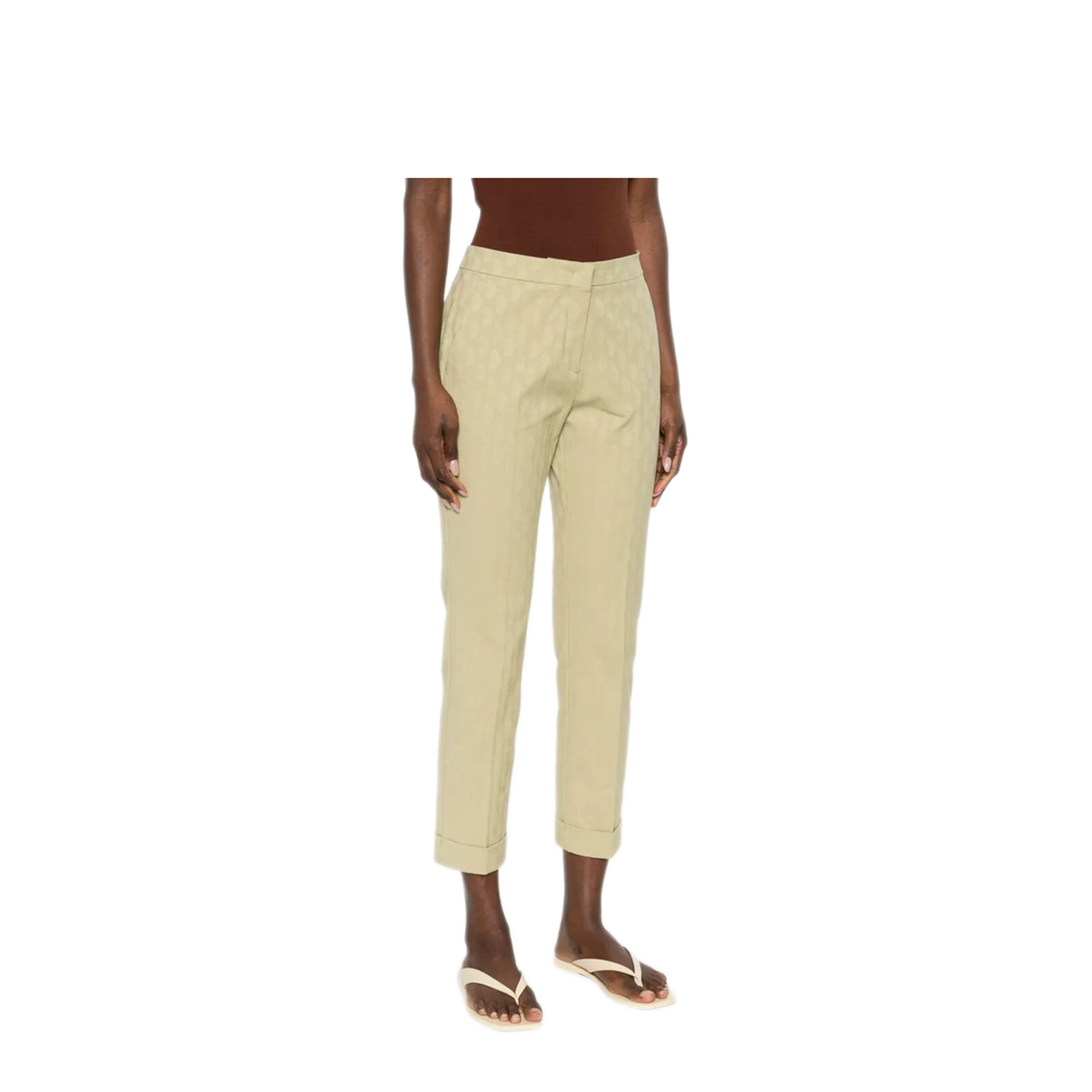 Cropped Cotton Jacquard Trousers With Micro Paisley Motif - Image 3
