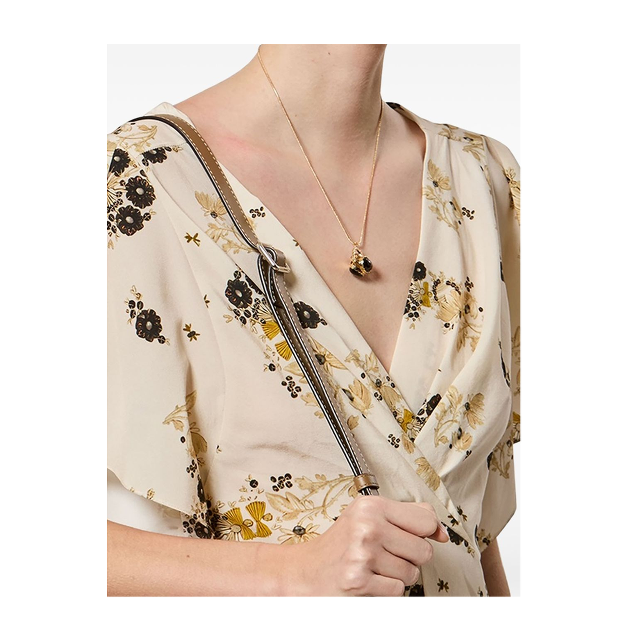 Oskan Moon Suede Calfskin Leather Crossbody Bag - Taupe - Image 2