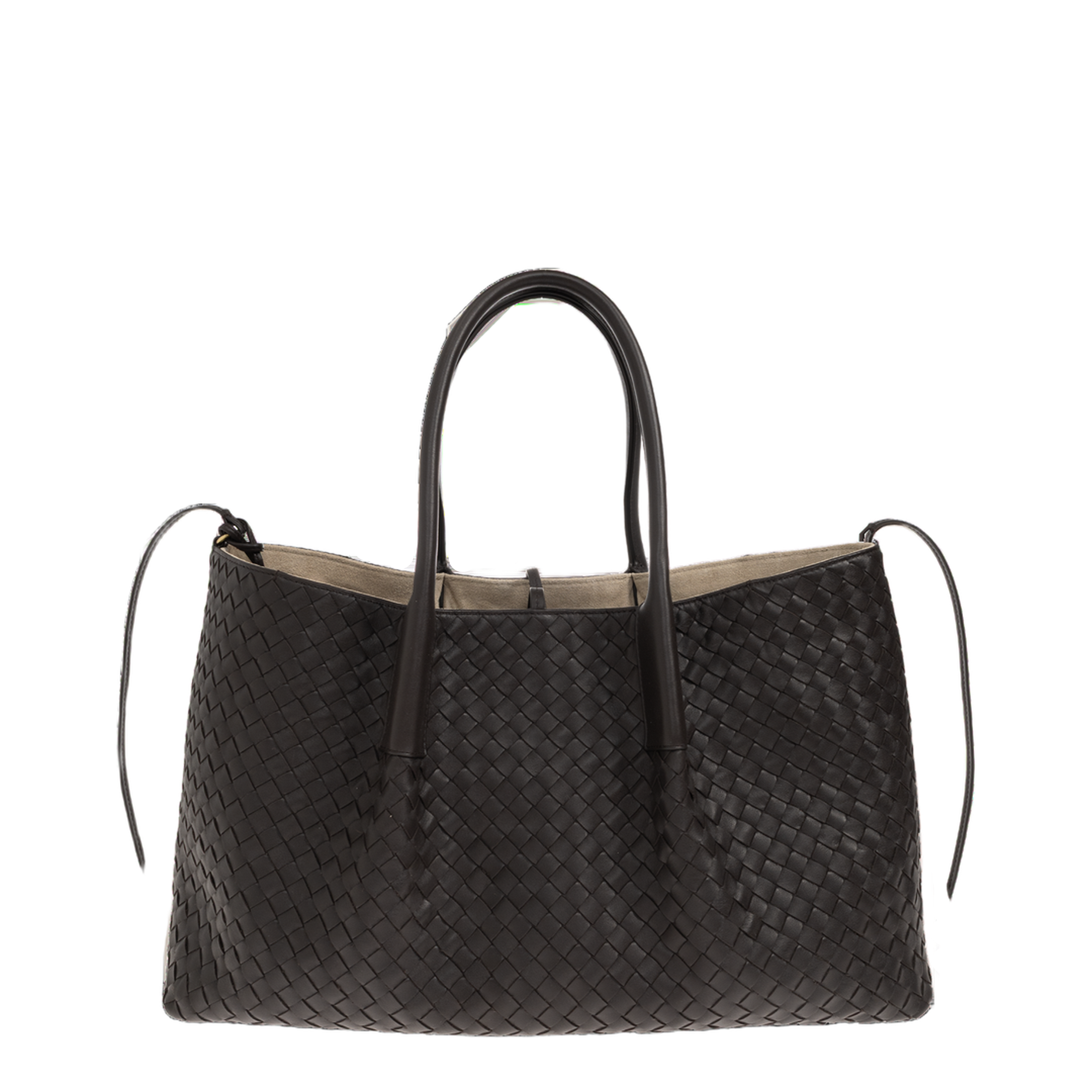 Pinacoteca Large Calfskin Tote Bags - Espresso/Ecru - Image 1