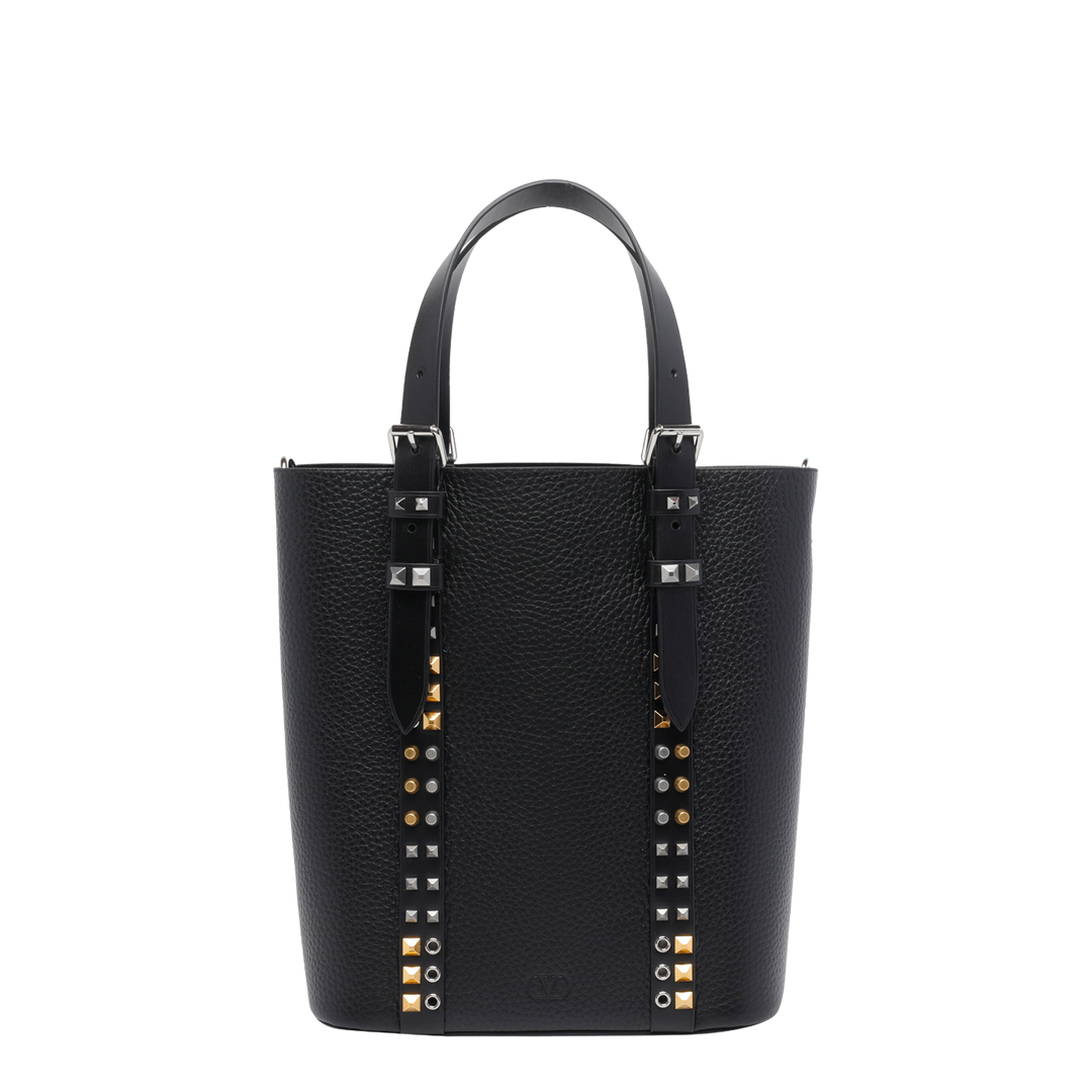 Rockstud Small Calfskin Tote - Black - Image 1