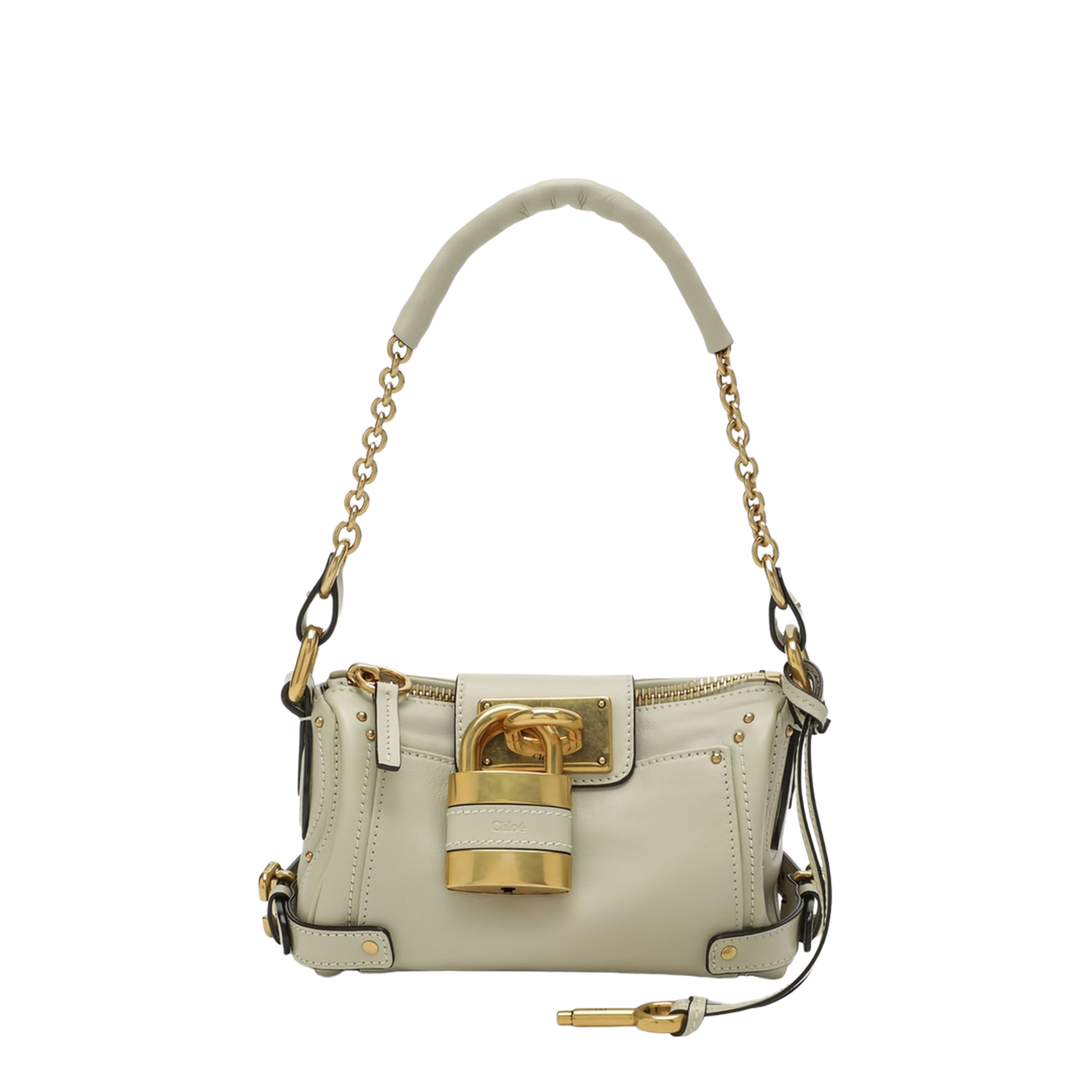 Paddington Small Grained Leather Chain Bag - White - Image 1