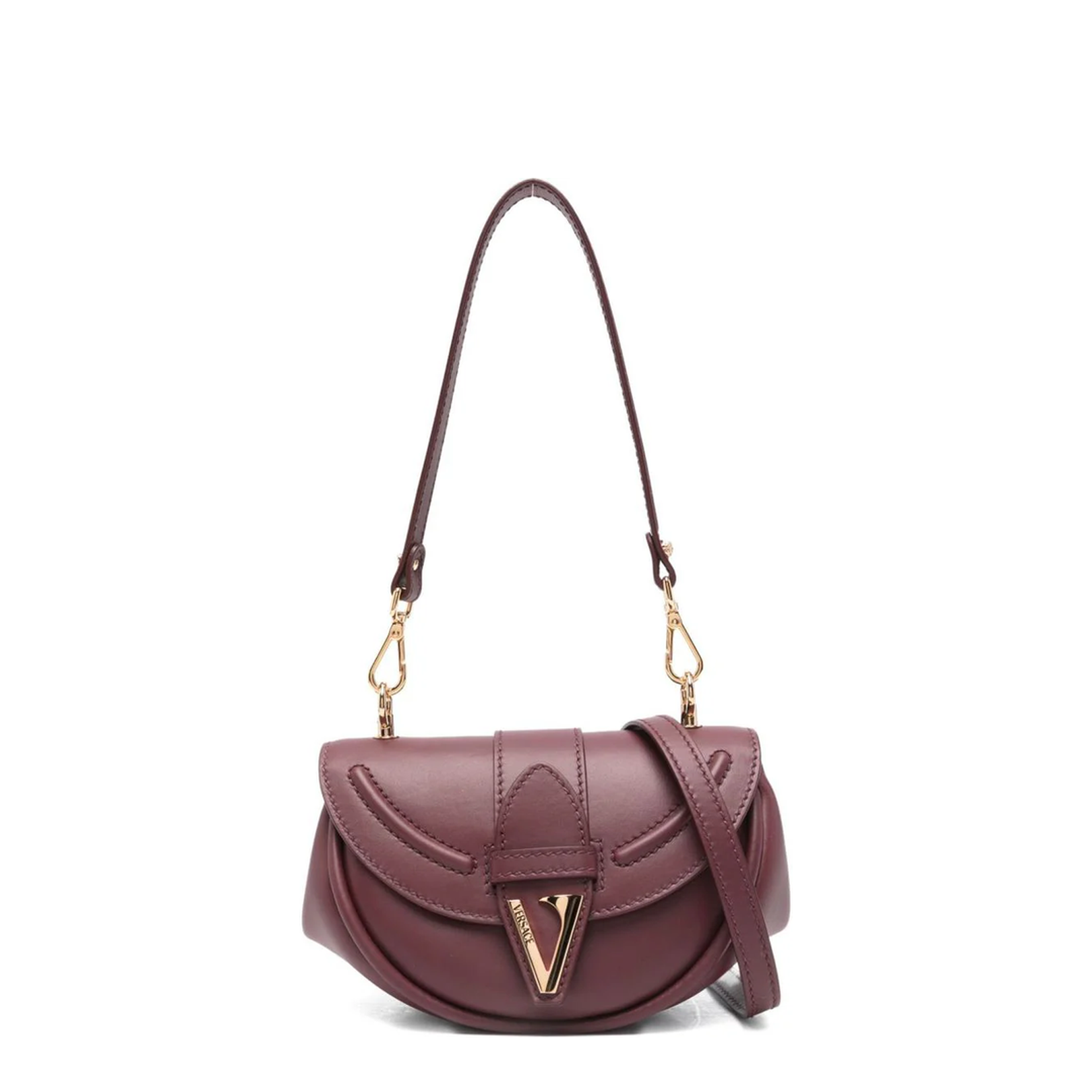 Virtus Small Calf Leather Shoulder Bag - Burgundy - Image 1